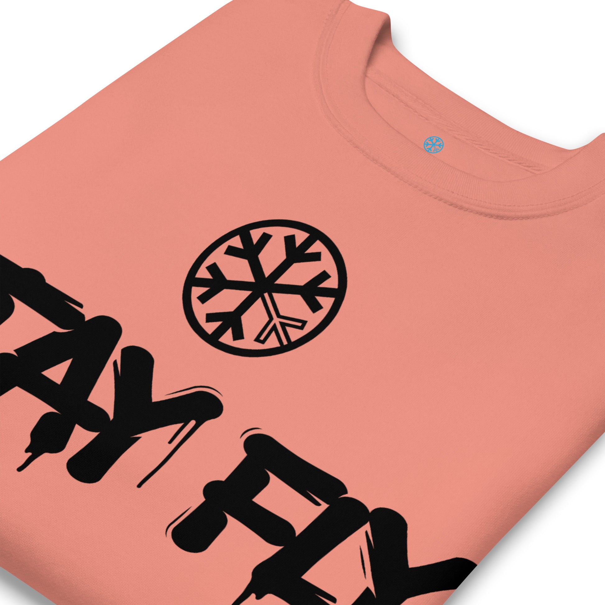 Pink-Stay Fly Graffiti Tag Sweatshirt from B.Different Clothing, detail, graffiti-inspired streetwear