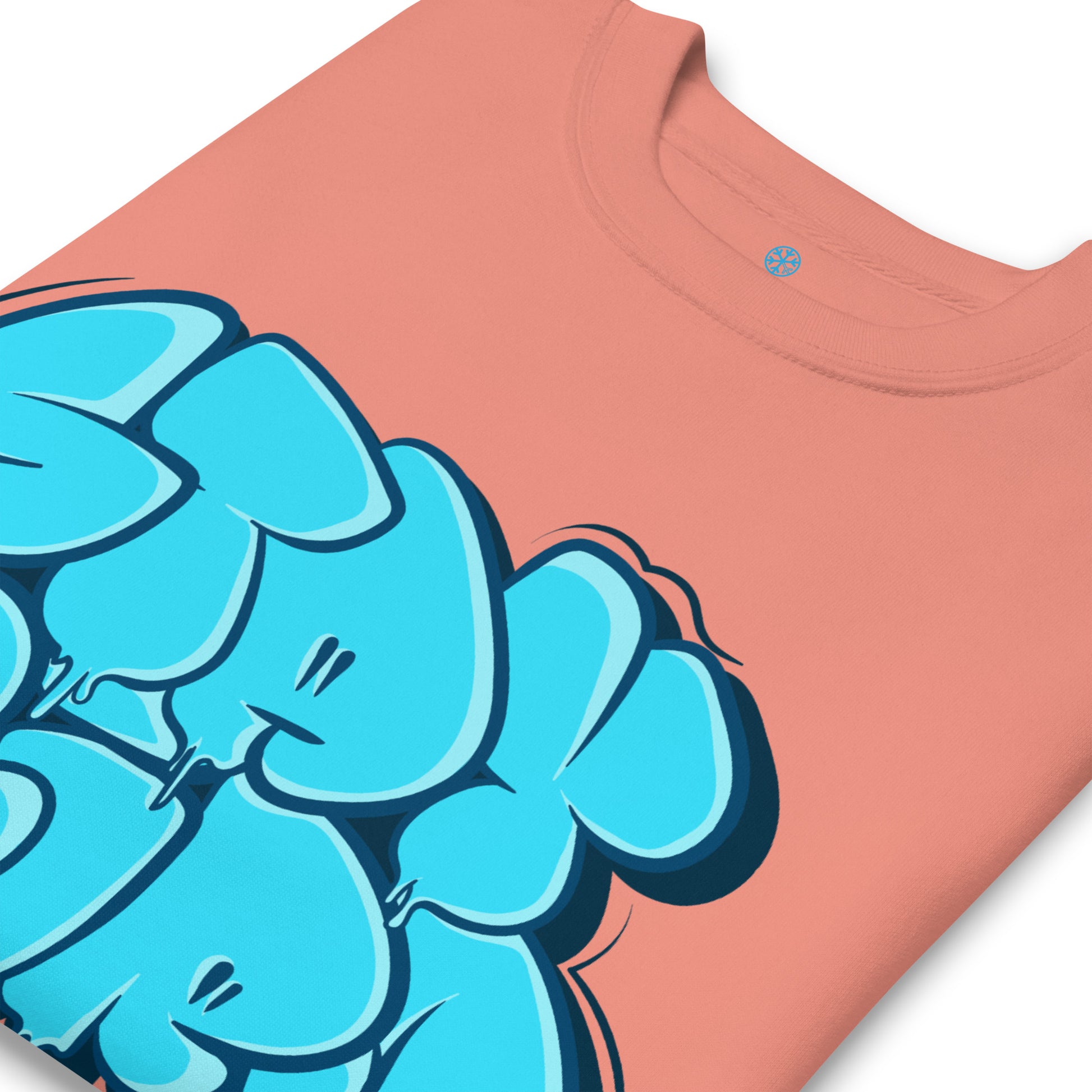 Pink-Stay Weird Graffiti Throw-up Sweatshirt from B.Different Clothing, detail, graffiti-inspired streetwear