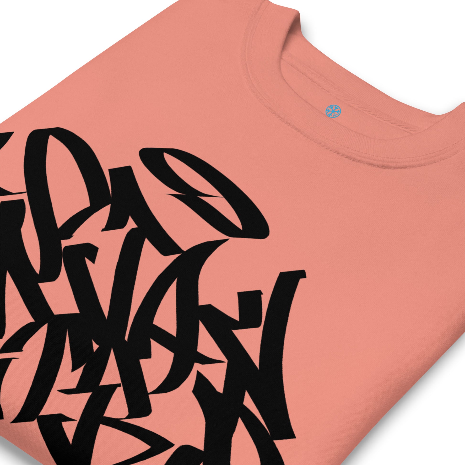 Pink-Stay Weird Graffiti Tag Sweatshirt from B.Different Clothing, detail, graffiti-inspired streetwear