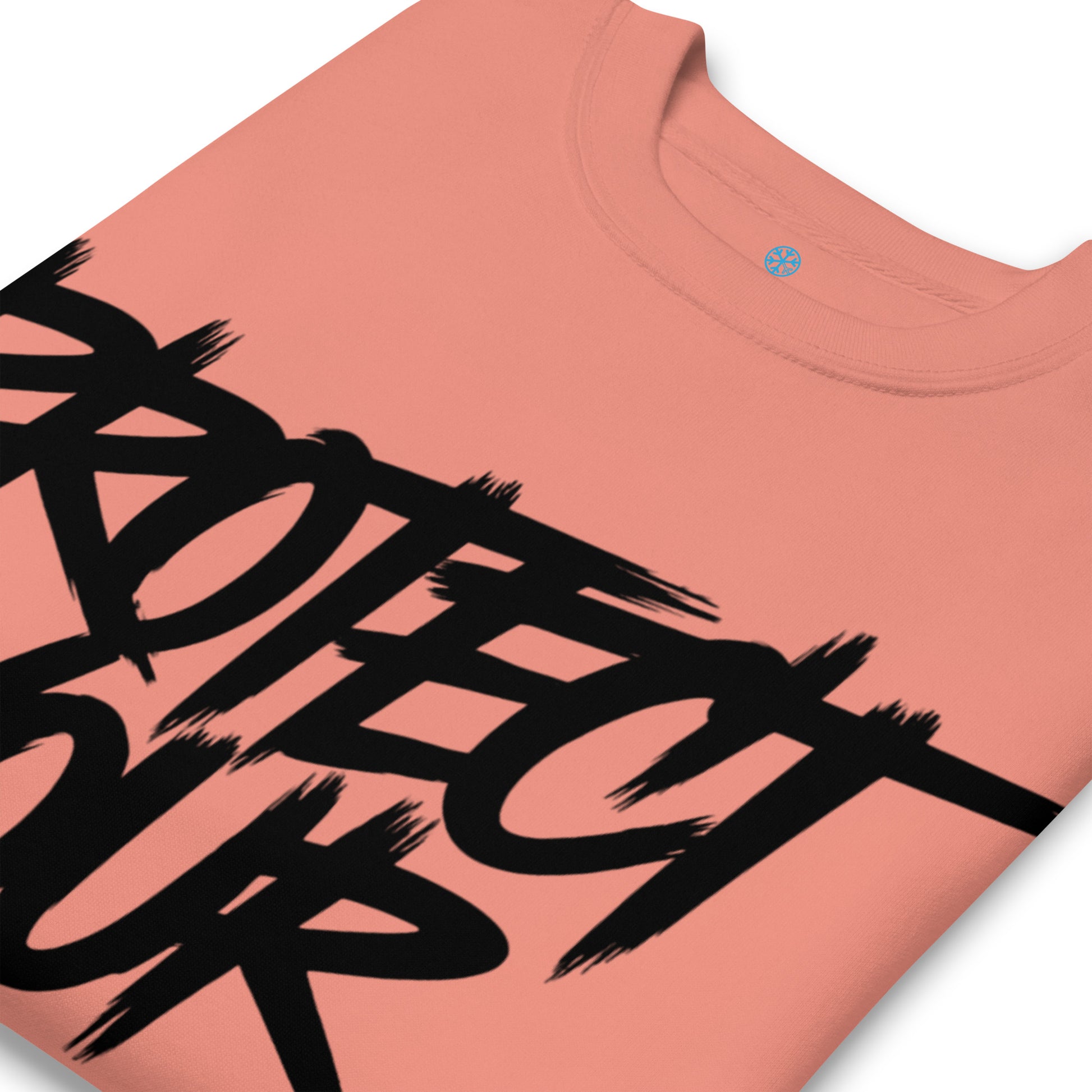Pink-Protect Your Vibe Graffiti Tag Sweatshirt from B.Different Clothing, detail, graffiti-inspired streetwear