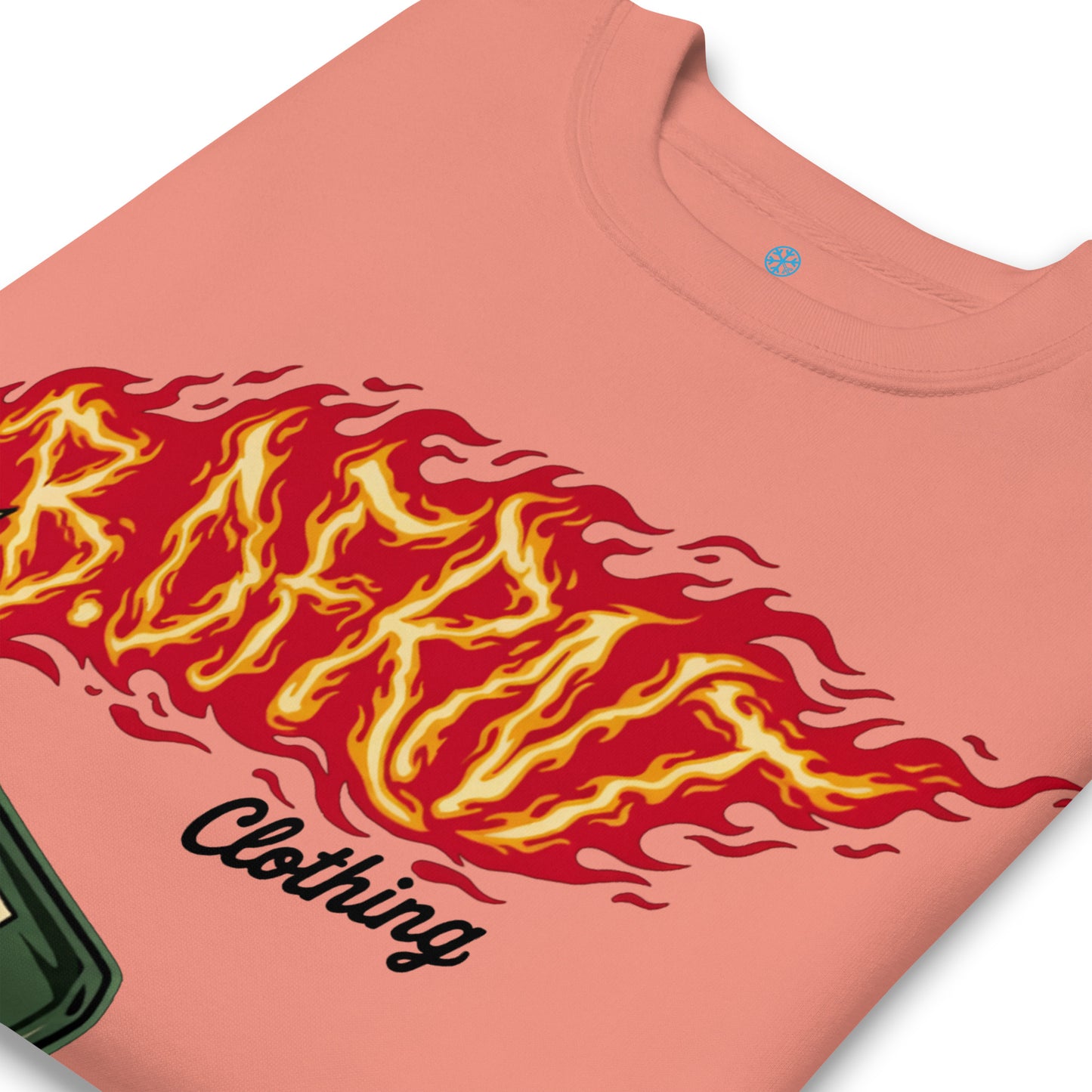 Pink-Molotov Graffiti Sweatshirt from B.Different Clothing, detail, graffiti-inspired streetwear