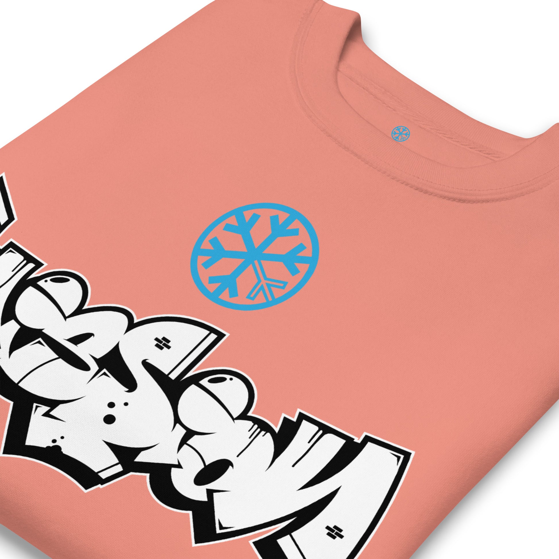 Pink-Mission Graffiti Piece Sweatshirt from B.Different Clothing, detail, graffiti-inspired streetwear