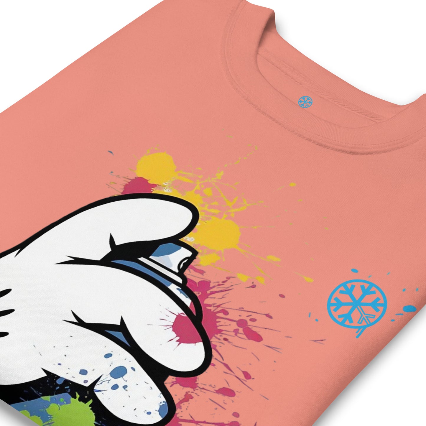 Pink-Hand Spray Can Graffiti Sweatshirt from B.Different Clothing, detail, graffiti-inspired streetwear