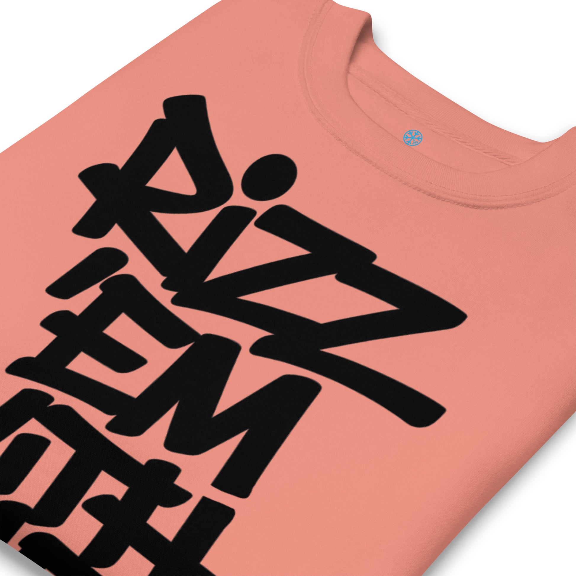 Pink-Rizz 'Em With The 'Tism Graffiti Sweatshirt from B.Different Clothing, detail, graffiti-inspired streetwear