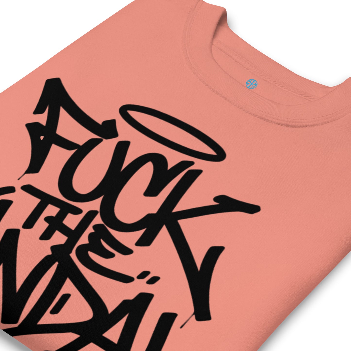 Pink-Fuck The Vandal Squad Graffiti Sweatshirt from B.Different Clothing, detail, graffiti-inspired streetwear