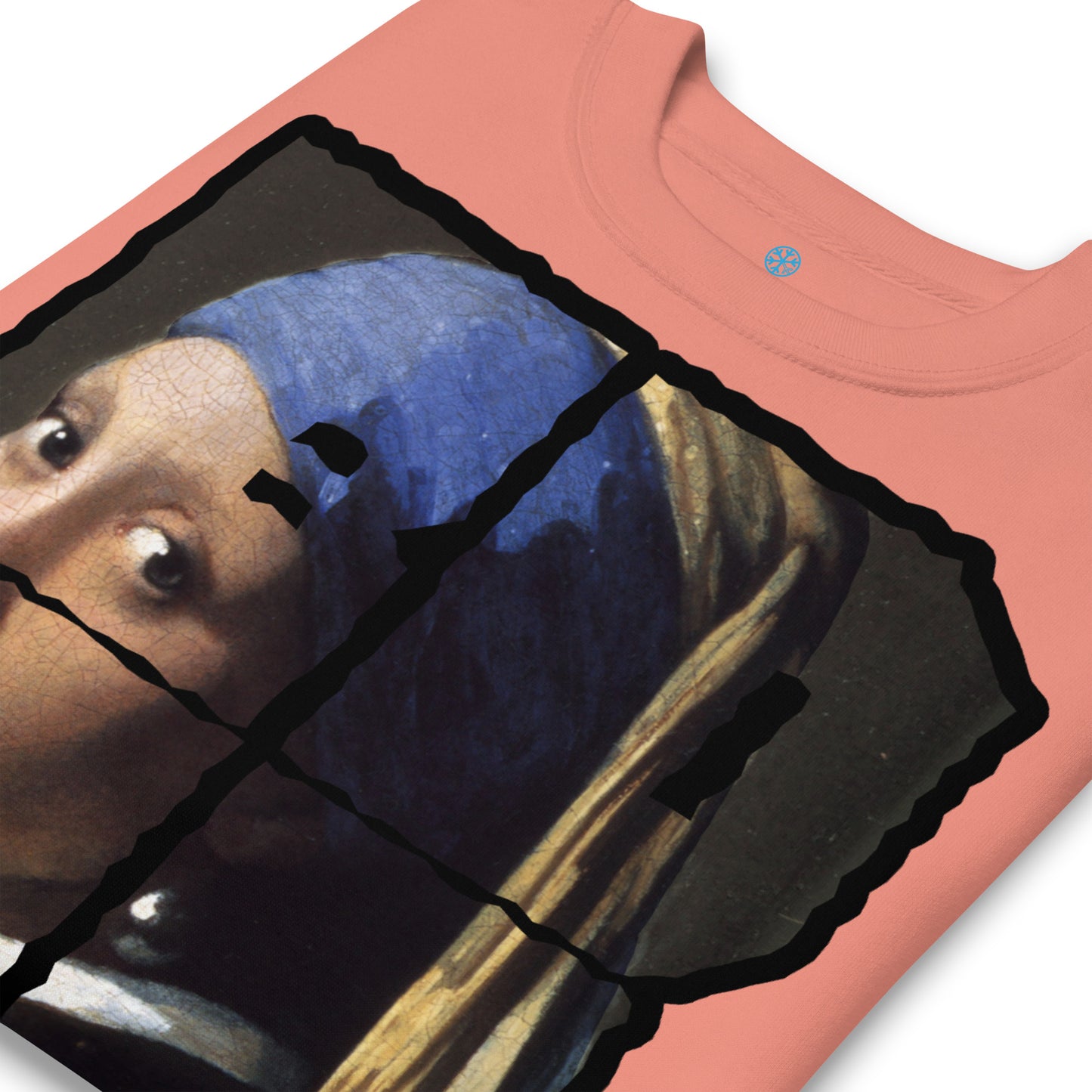 Pink-BDFRNT Throwie x Girl With Pearl Earring Graffiti Sweatshirt from B.Different Clothing, detail, graffiti-inspired streetwear