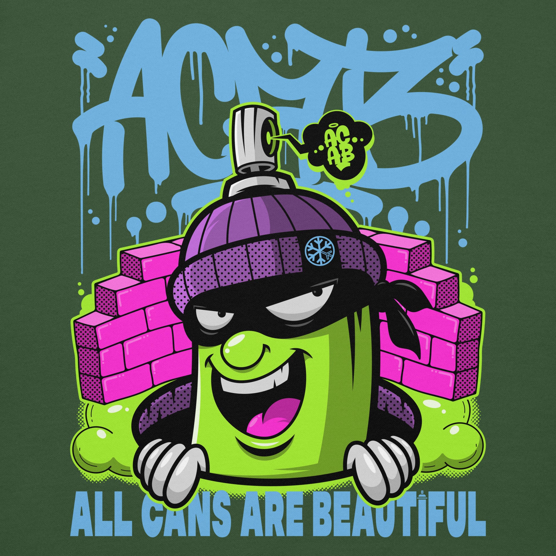 Green-ACAB Graffiti Character Sweatshirt from B.Different Clothing, graphic, graffiti-inspired streetwear
