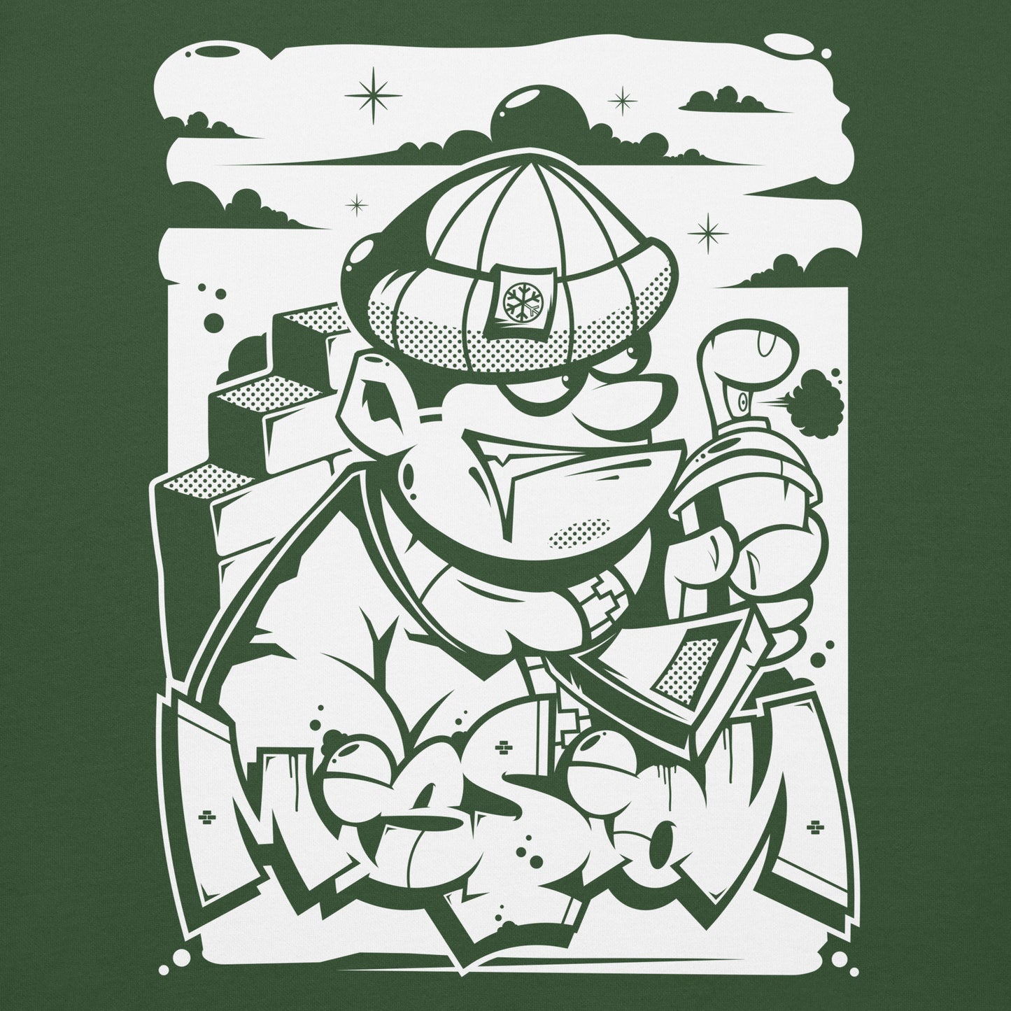 Green-Mission Graffiti Character Sweatshirt from B.Different Clothing, graphic, graffiti-inspired streetwear