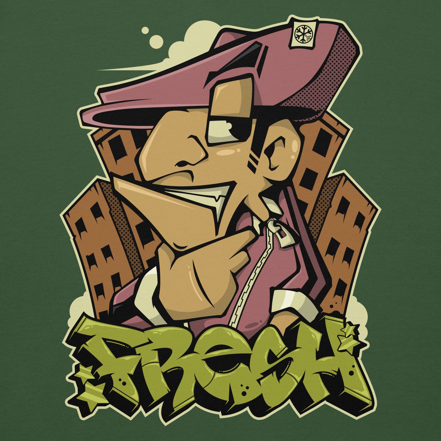 Green-Fresh Graffiti Character Sweatshirt from B.Different Clothing, graphic, graffiti-inspired streetwear
