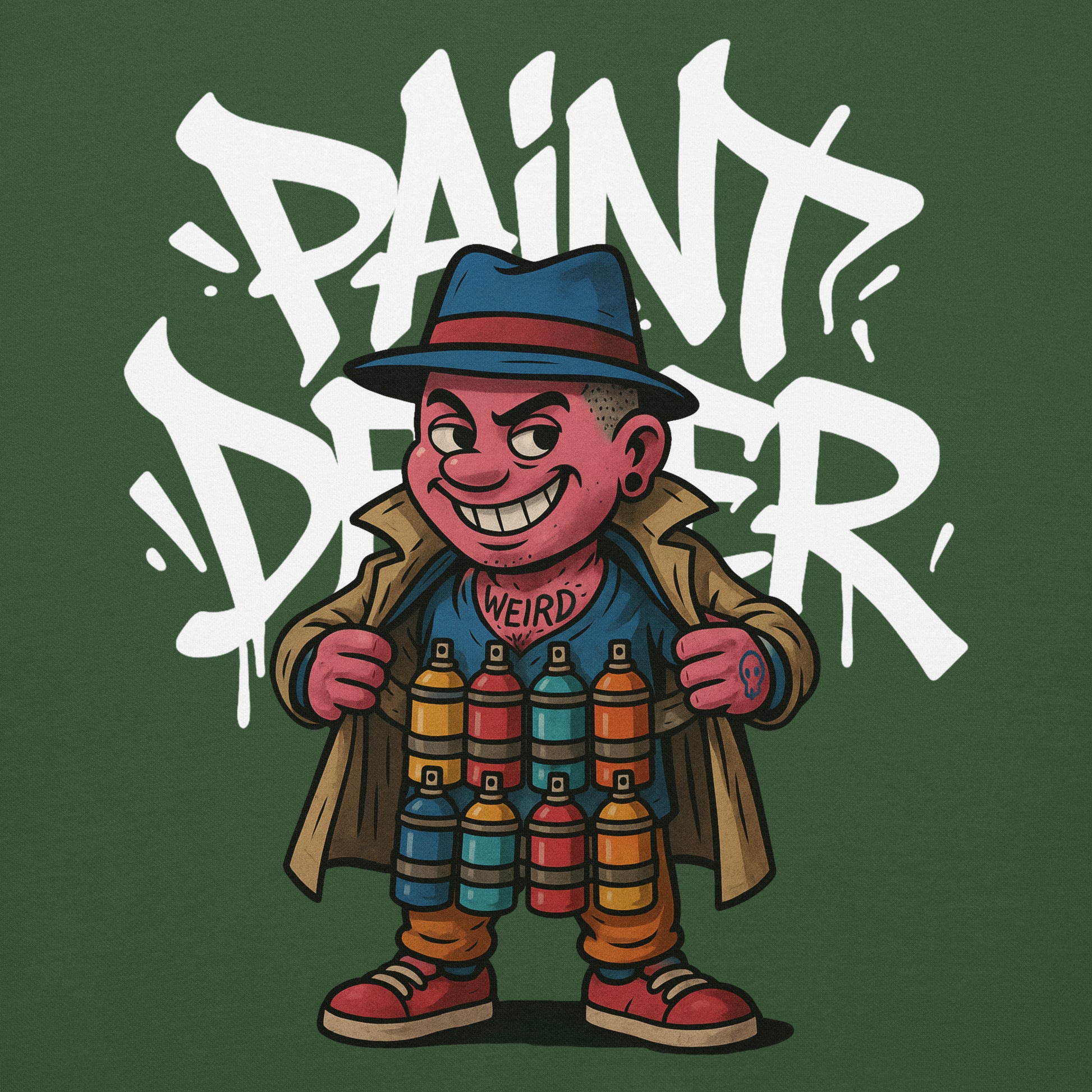 Green-Paint Dealer Graffiti Character Sweatshirt from B.Different Clothing, graphic, graffiti-inspired streetwear