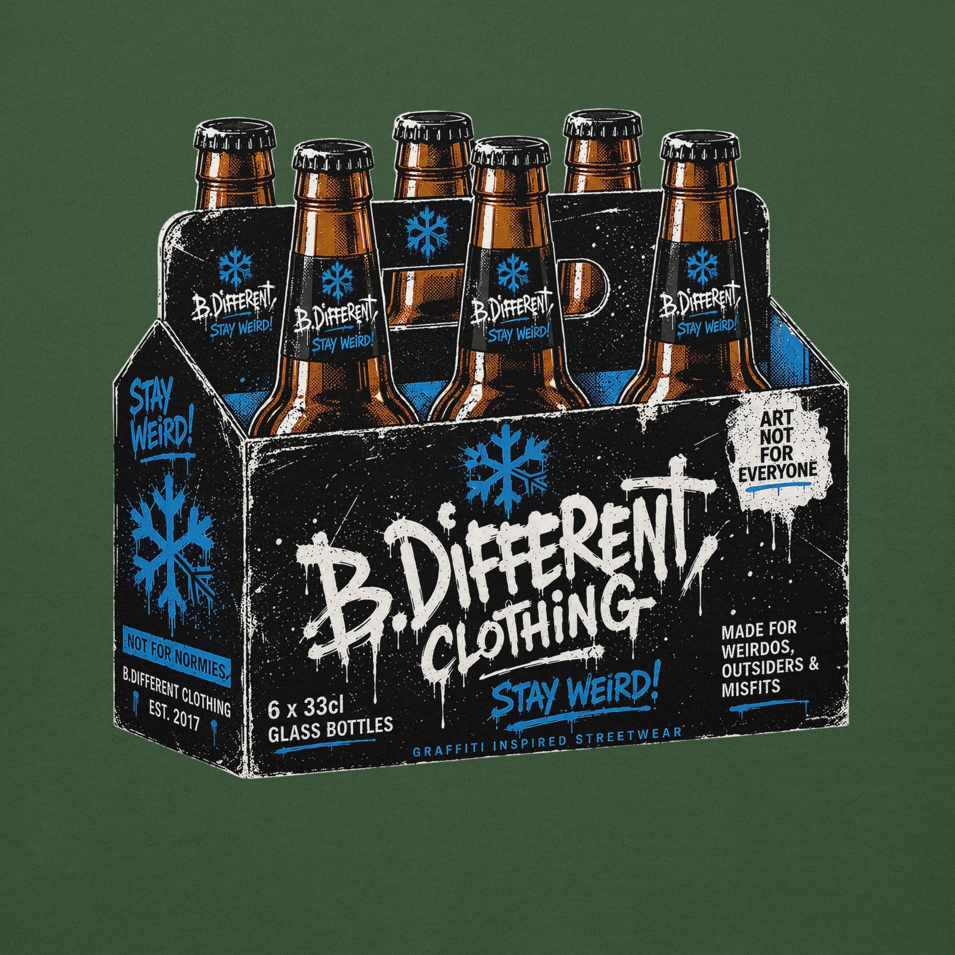 Green-Six Pack Beer Graffiti Sweatshirt from B.Different Clothing, graphic, graffiti-inspired streetwear