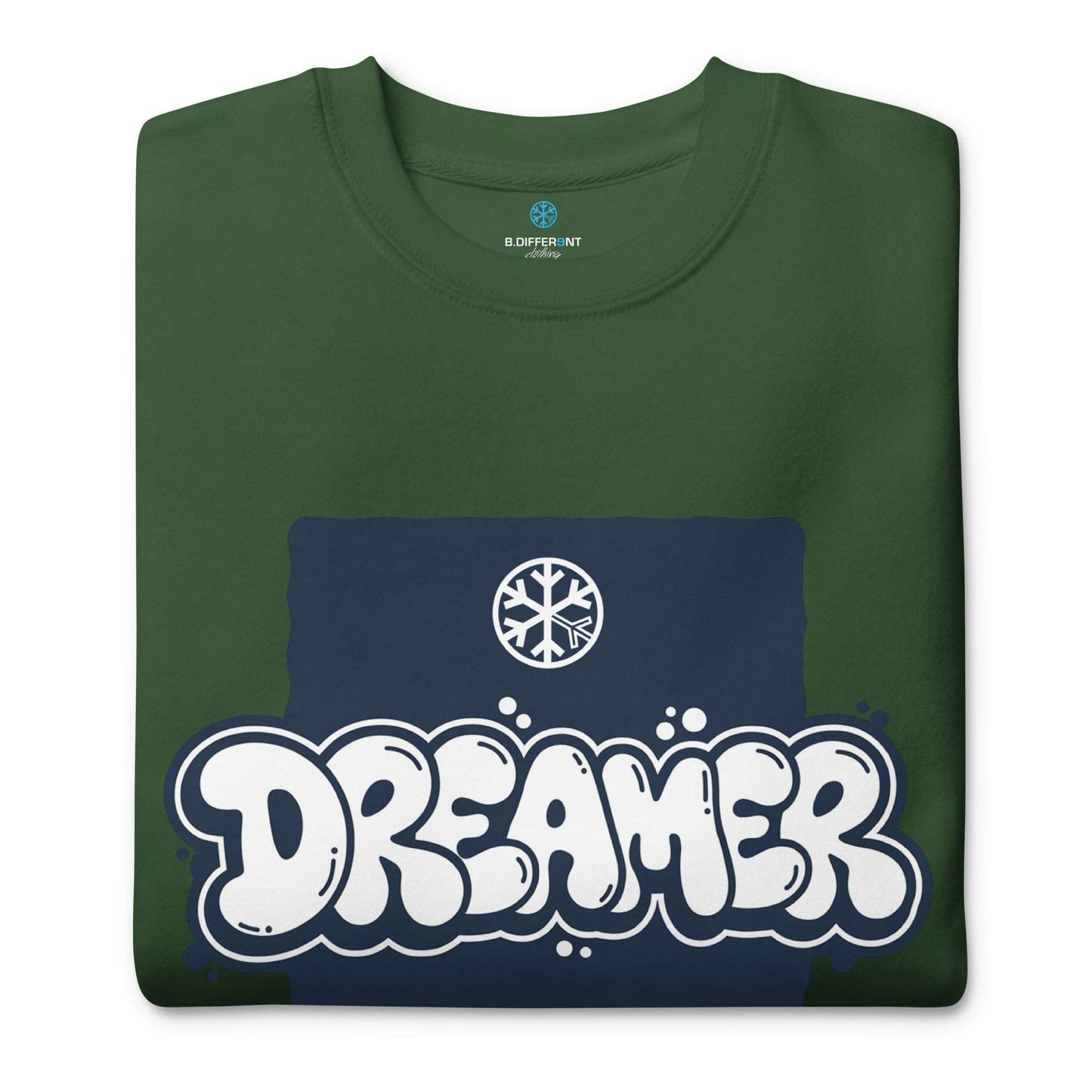 folded Dreamer Graffiti Throw-up Sweatshirt green by B.Different Clothing graffiti street art inspired independent streetwear brand.