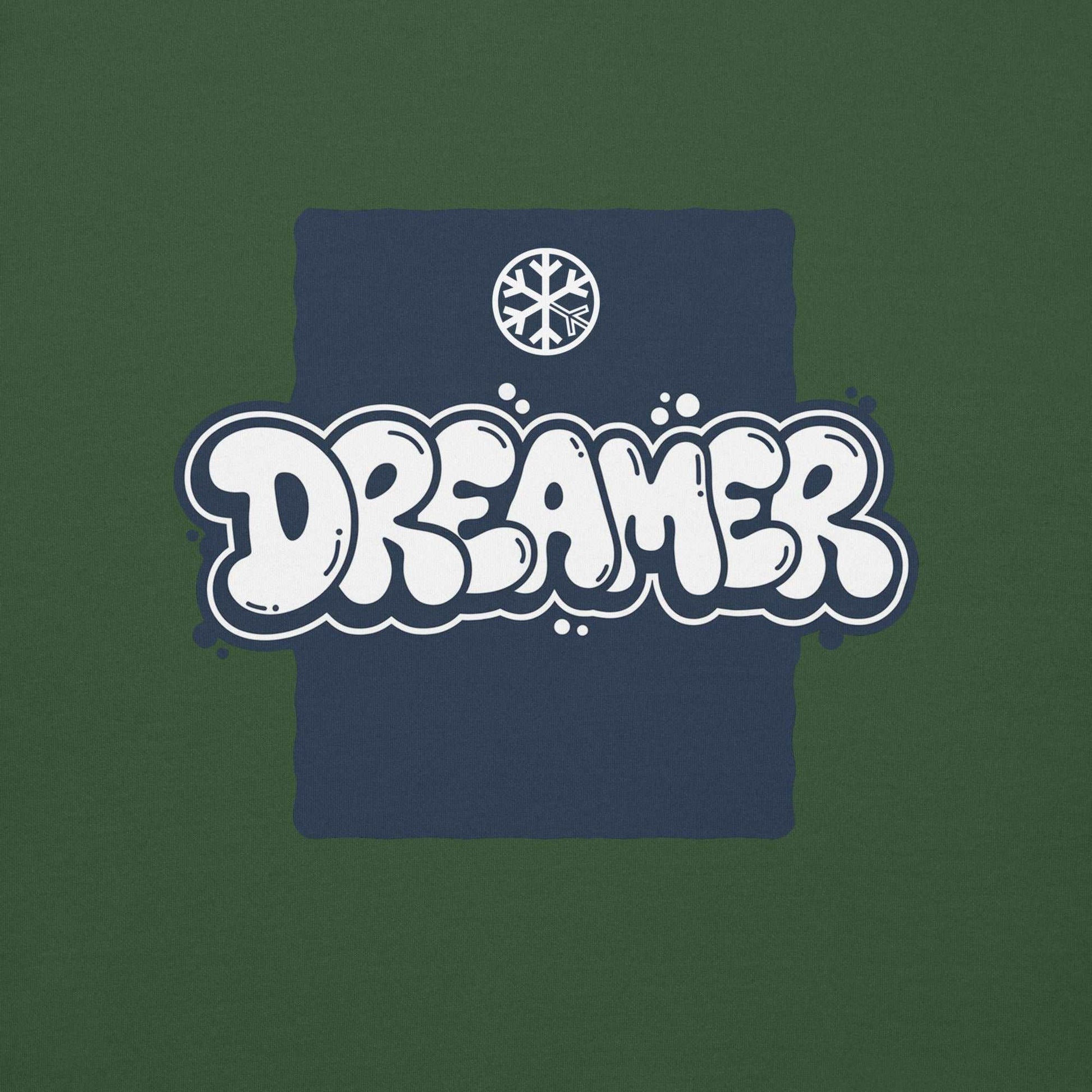 graphic of Dreamer Graffiti Throw-up Sweatshirt green by B.Different Clothing graffiti street art inspired independent streetwear brand.