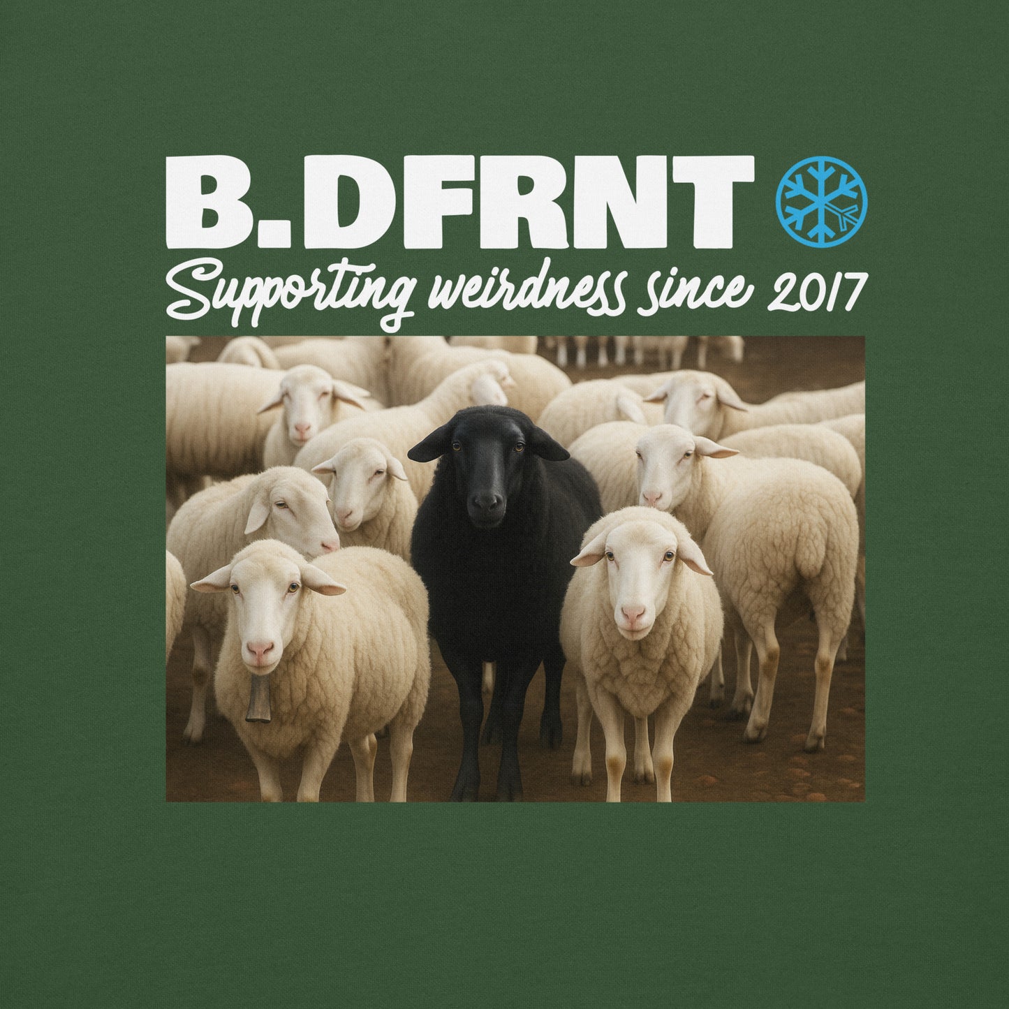 Green-Black Sheep Sweatshirt from B.Different Clothing, graphic, graffiti-inspired streetwear