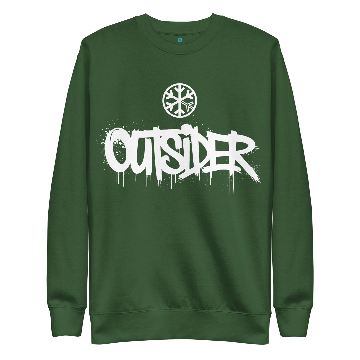 Green-Outsider Graffiti Tag Sweatshirt from B.Different Clothing, front view, graffiti-inspired streetwear