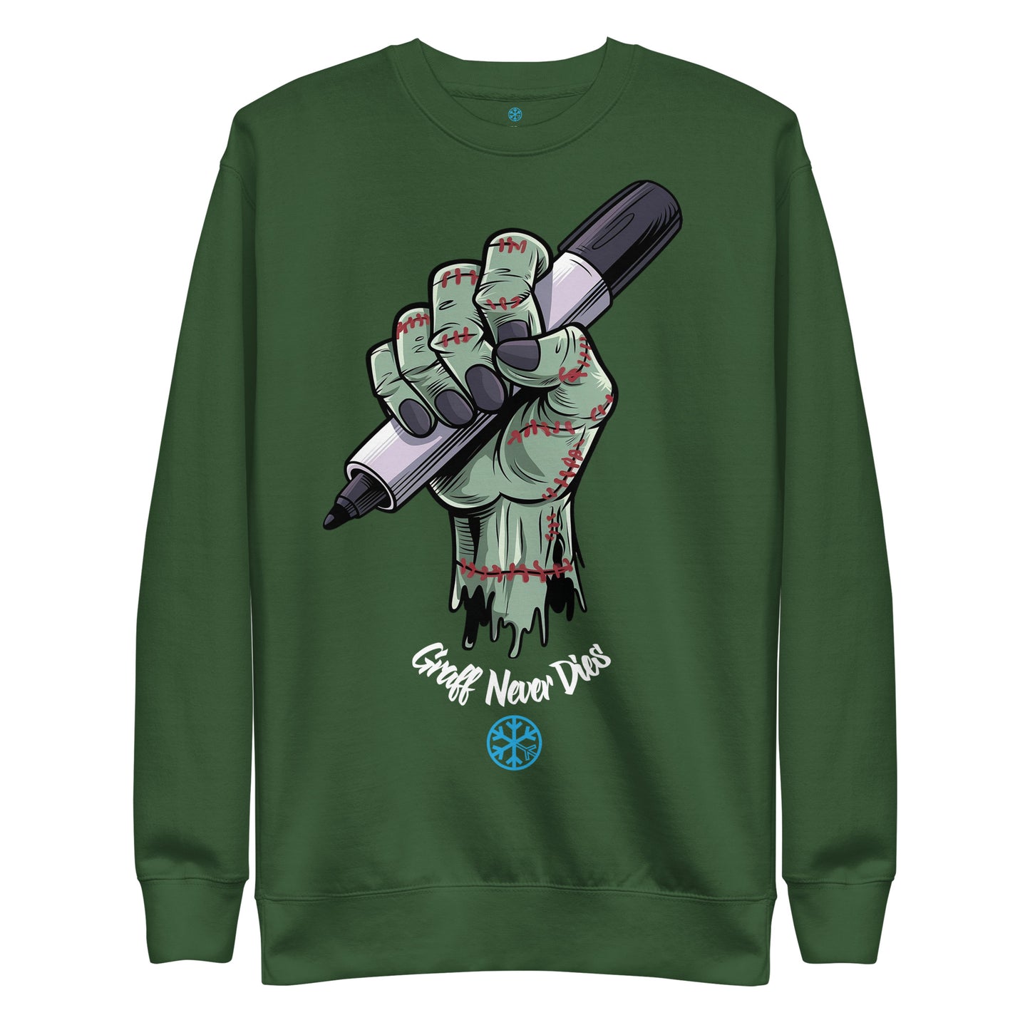 Green-Thing Graffiti Sweatshirt from B.Different Clothing, front view, graffiti-inspired streetwear