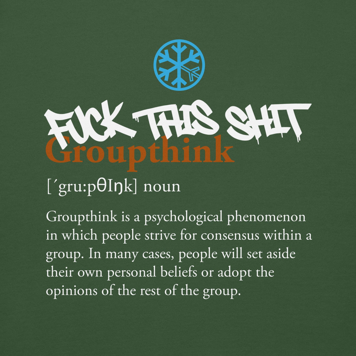 Green-Groupthink Graffiti Sweatshirt from B.Different Clothing, graphic, graffiti-inspired streetwear