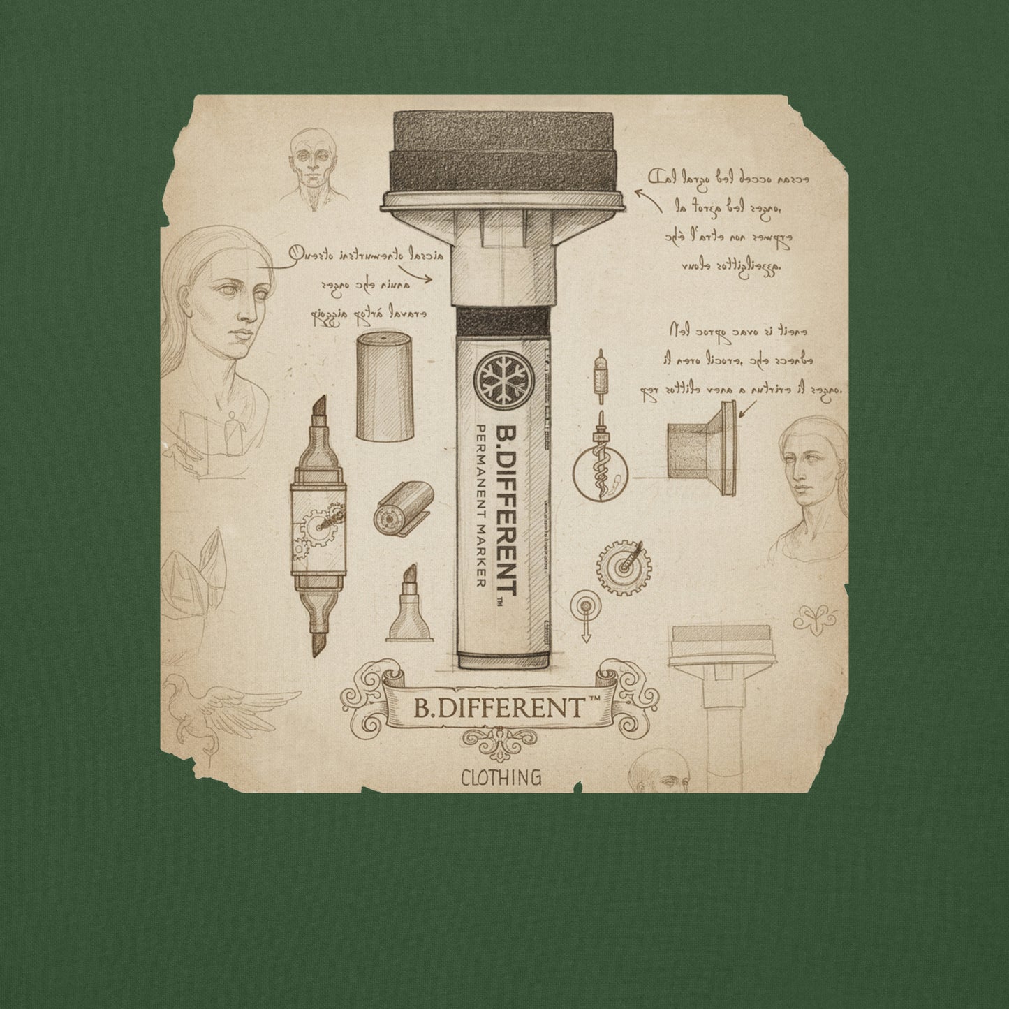 Green-Marker Sketch Graffiti Sweatshirt from B.Different Clothing, graphic, graffiti-inspired streetwear