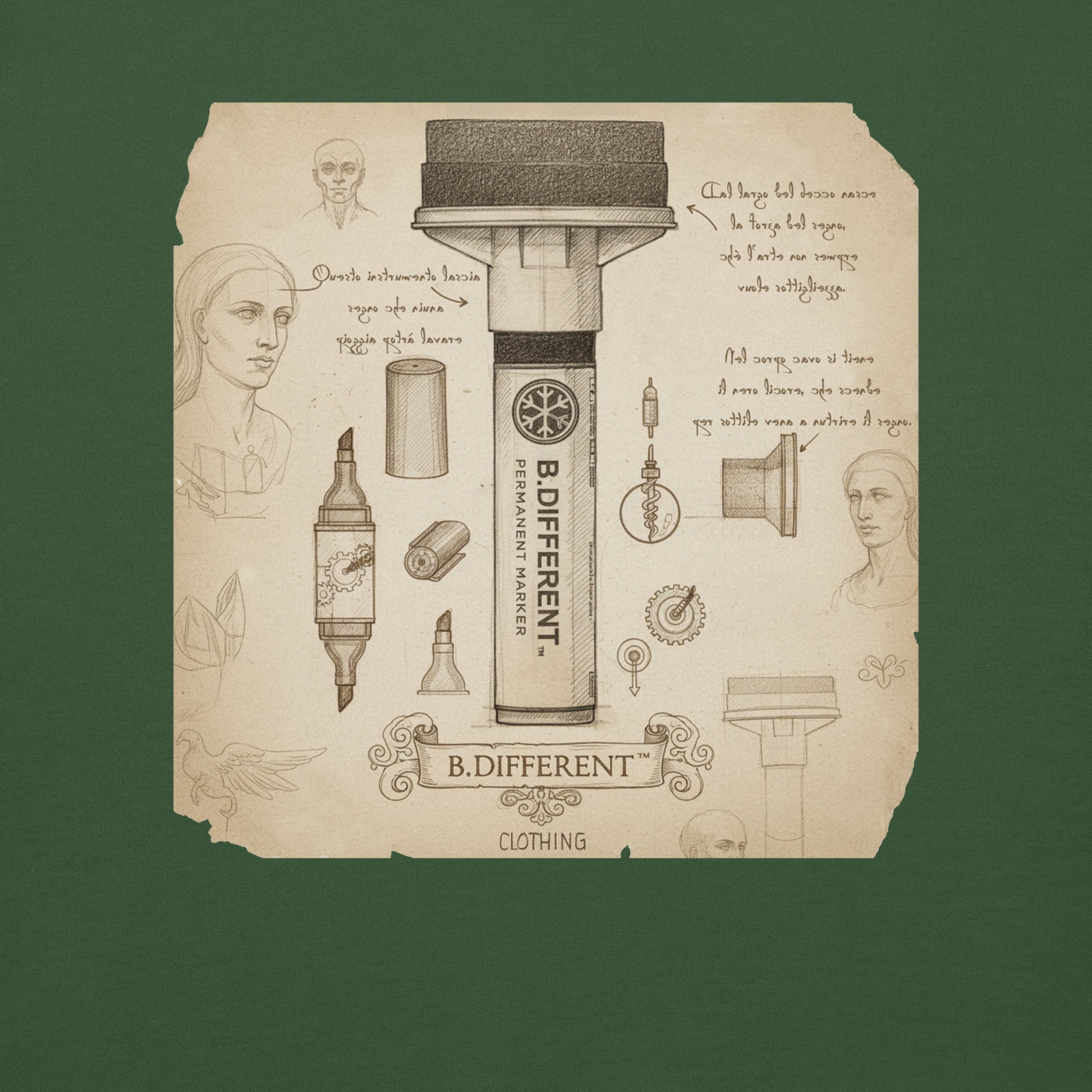 Green-Marker Sketch Graffiti Sweatshirt from B.Different Clothing, graphic, graffiti-inspired streetwear