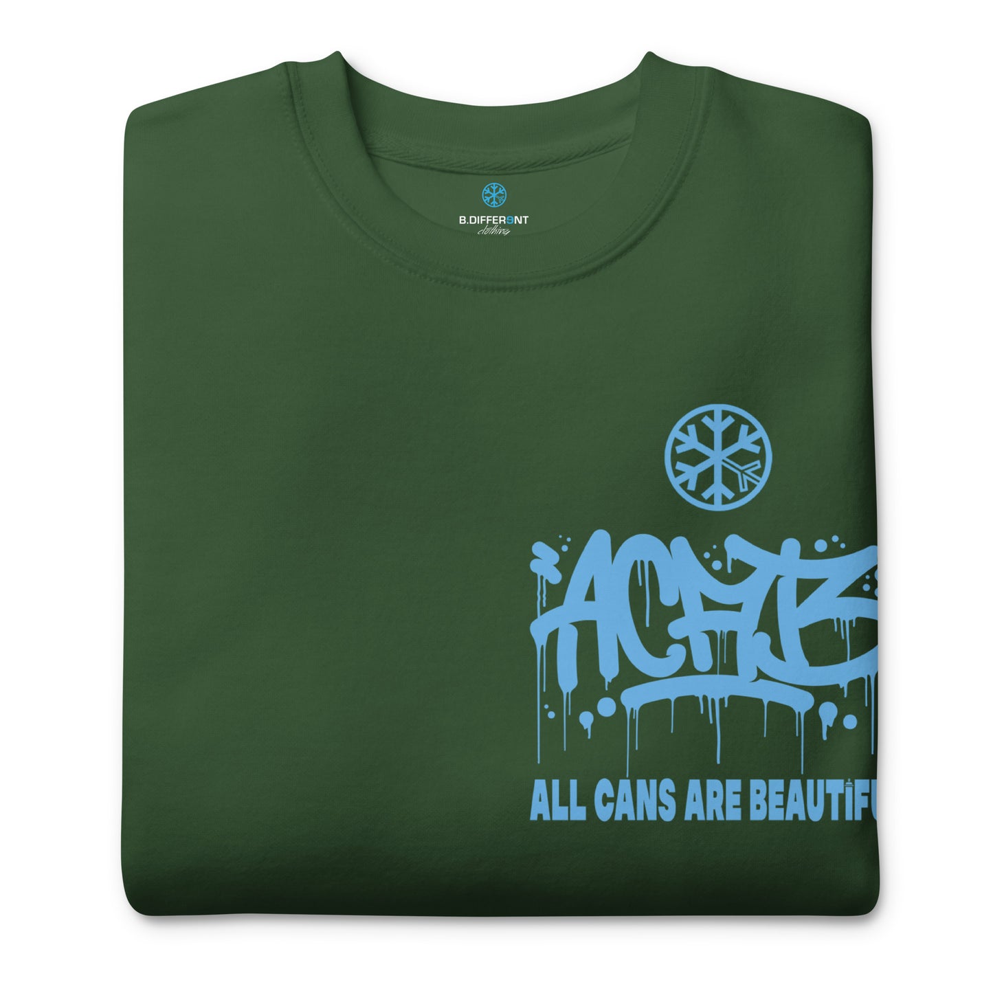 Green-ACAB Graffiti Character Sweatshirt from B.Different Clothing, folded, graffiti-inspired streetwear