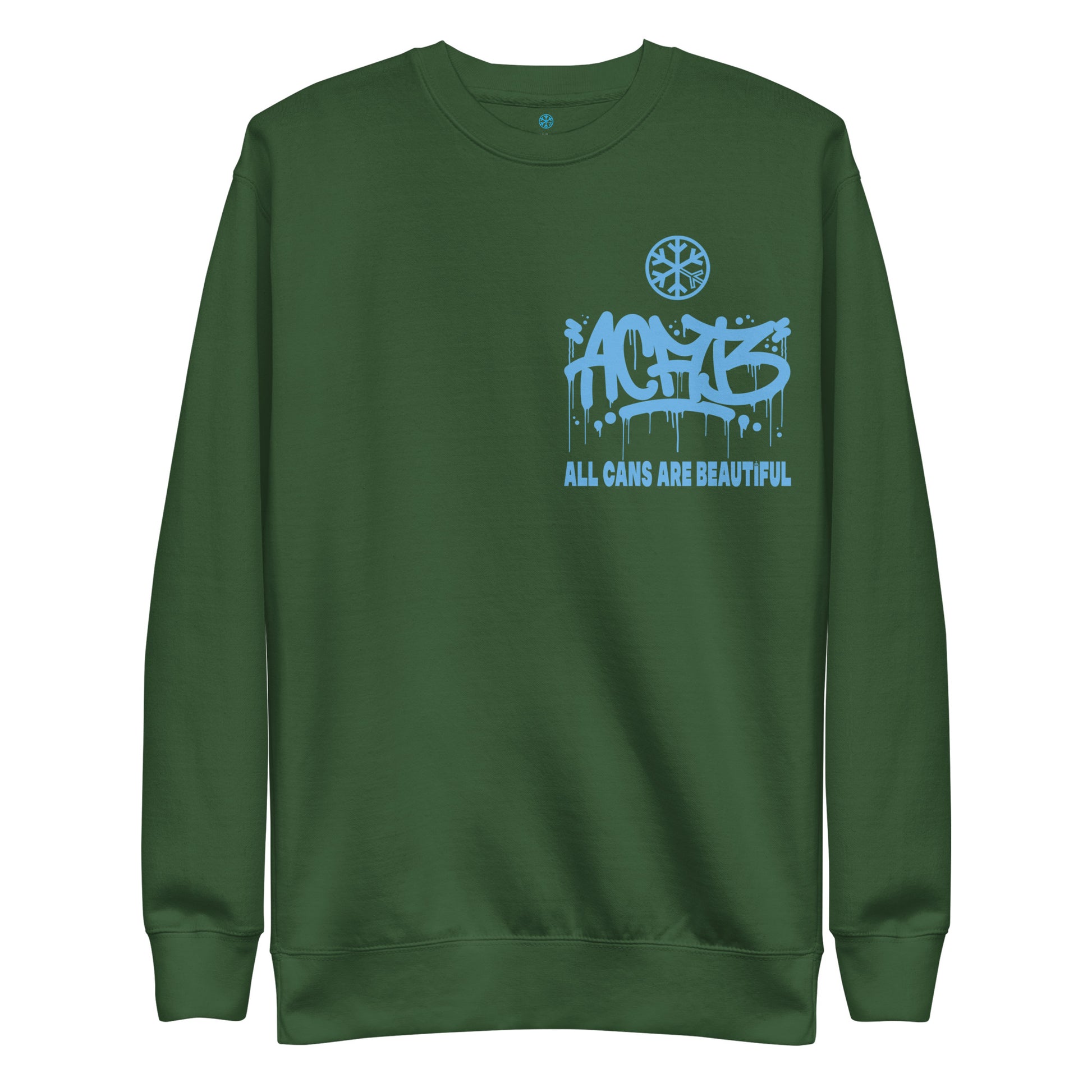 Green-ACAB Graffiti Character Sweatshirt from B.Different Clothing, front view, graffiti-inspired streetwear