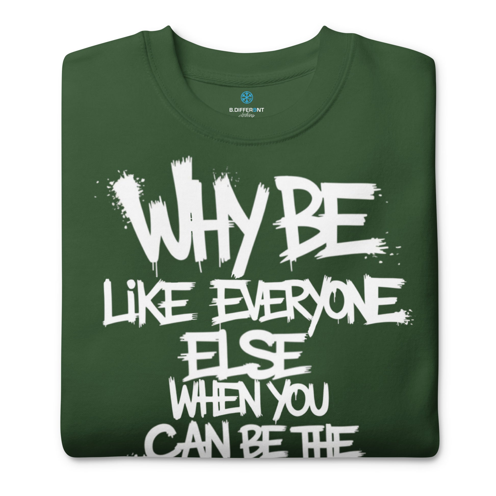 Green-Chaos They Fear Graffiti Tag Sweatshirt from B.Different Clothing, folded, graffiti-inspired streetwear