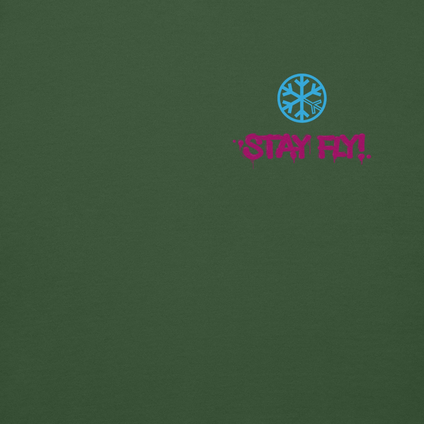 Green-Stay Fly Graffiti Character Sweatshirt from B.Different Clothing, front graphic, graffiti-inspired streetwear