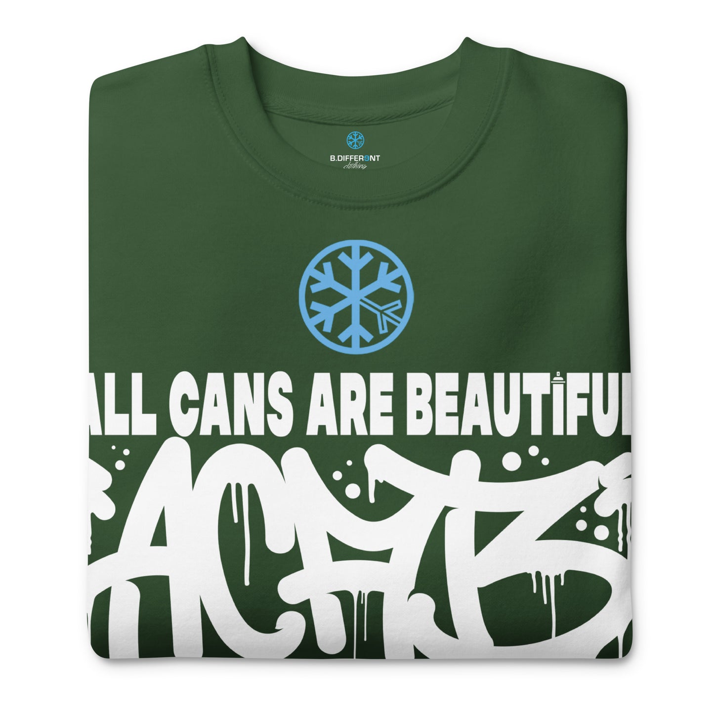 Green-Acab Graffiti Tag Sweatshirt from B.Different Clothing, folded, graffiti-inspired streetwear