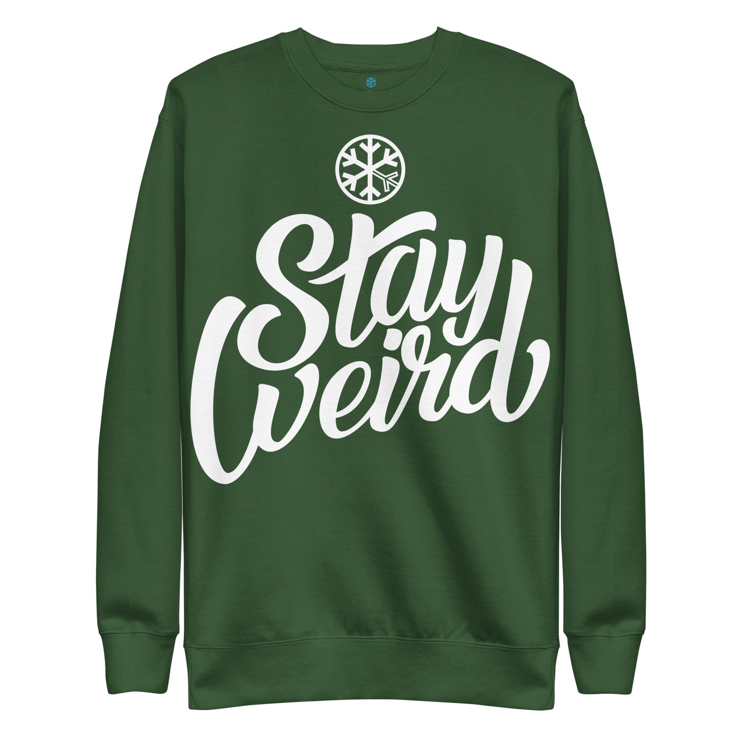 Green-Stay Weird Sweatshirt from B.Different Clothing, front view, graffiti-inspired streetwear