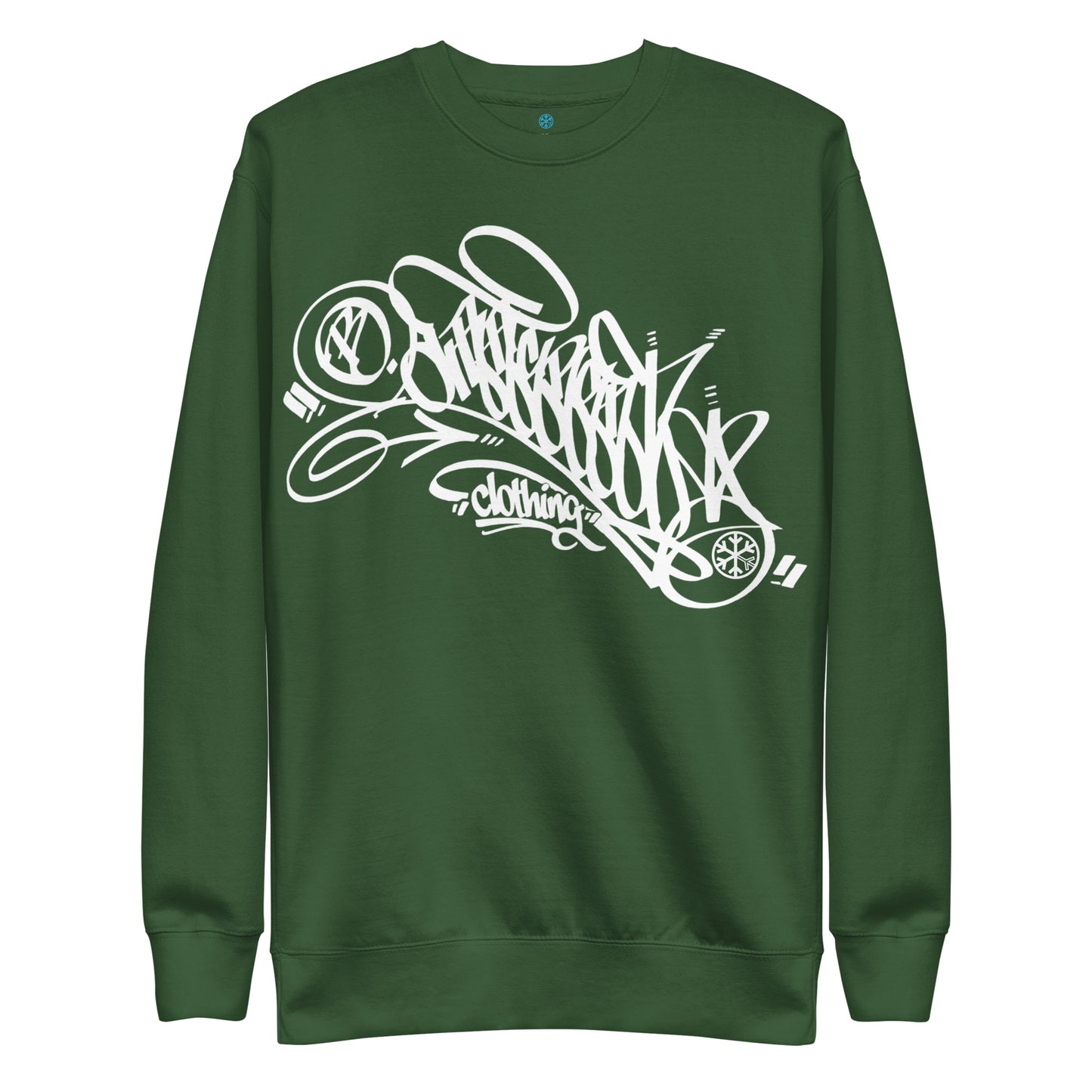 Green-B.Different Clothing Graffiti Tag Sweatshirt from B.Different Clothing, front view, graffiti-inspired streetwear