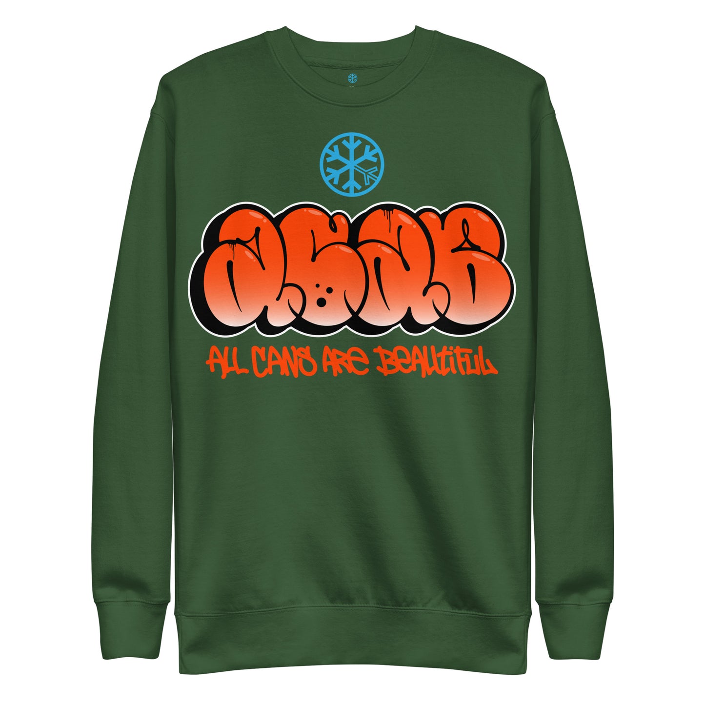 Green-ACAB Graffiti Throw-up Sweatshirt from B.Different Clothing, front view, graffiti-inspired streetwear