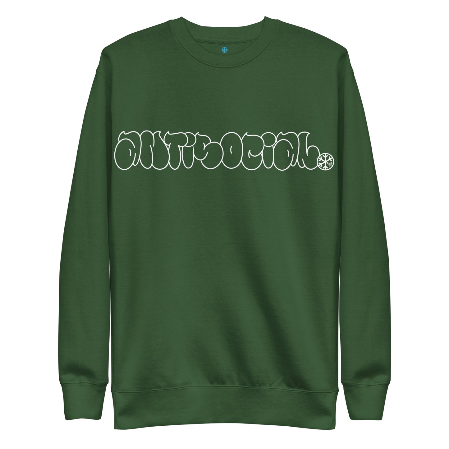 Green-Antisocial Graffiti Hollow Sweatshirt from B.Different Clothing, front view, graffiti-inspired streetwear
