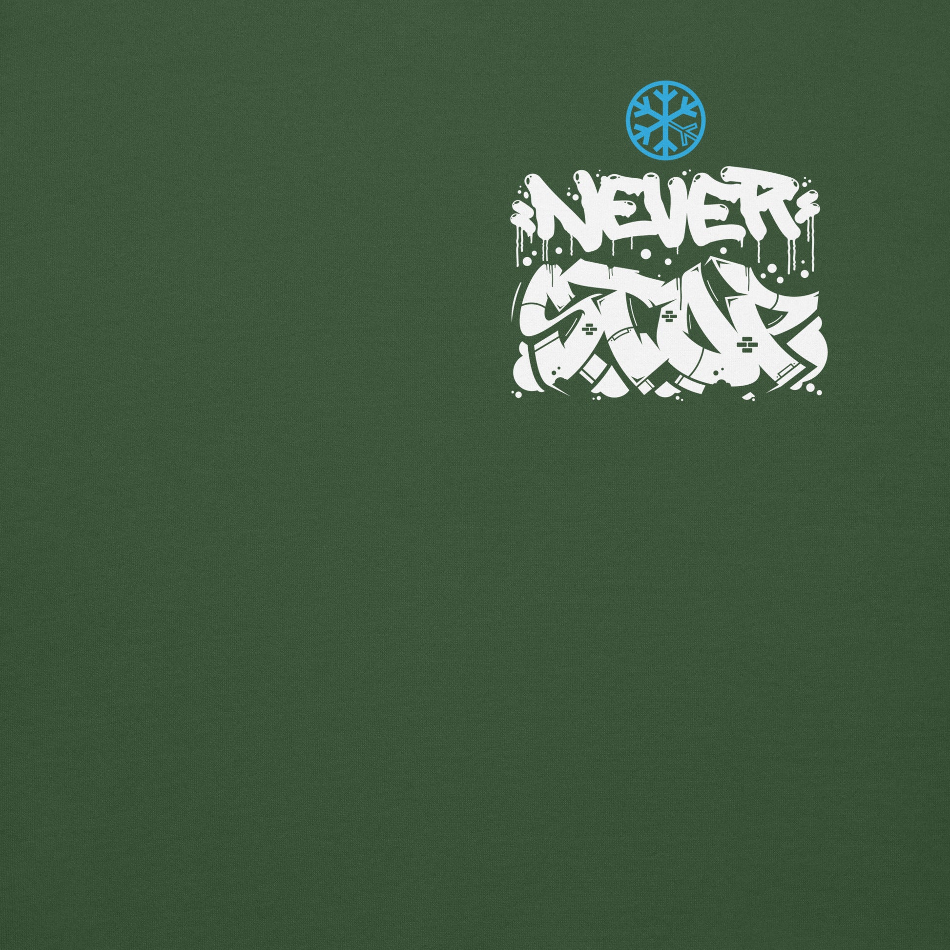Green-Never Stop Graffiti Character Sweatshirt from B.Different Clothing, front graphic, graffiti-inspired streetwear