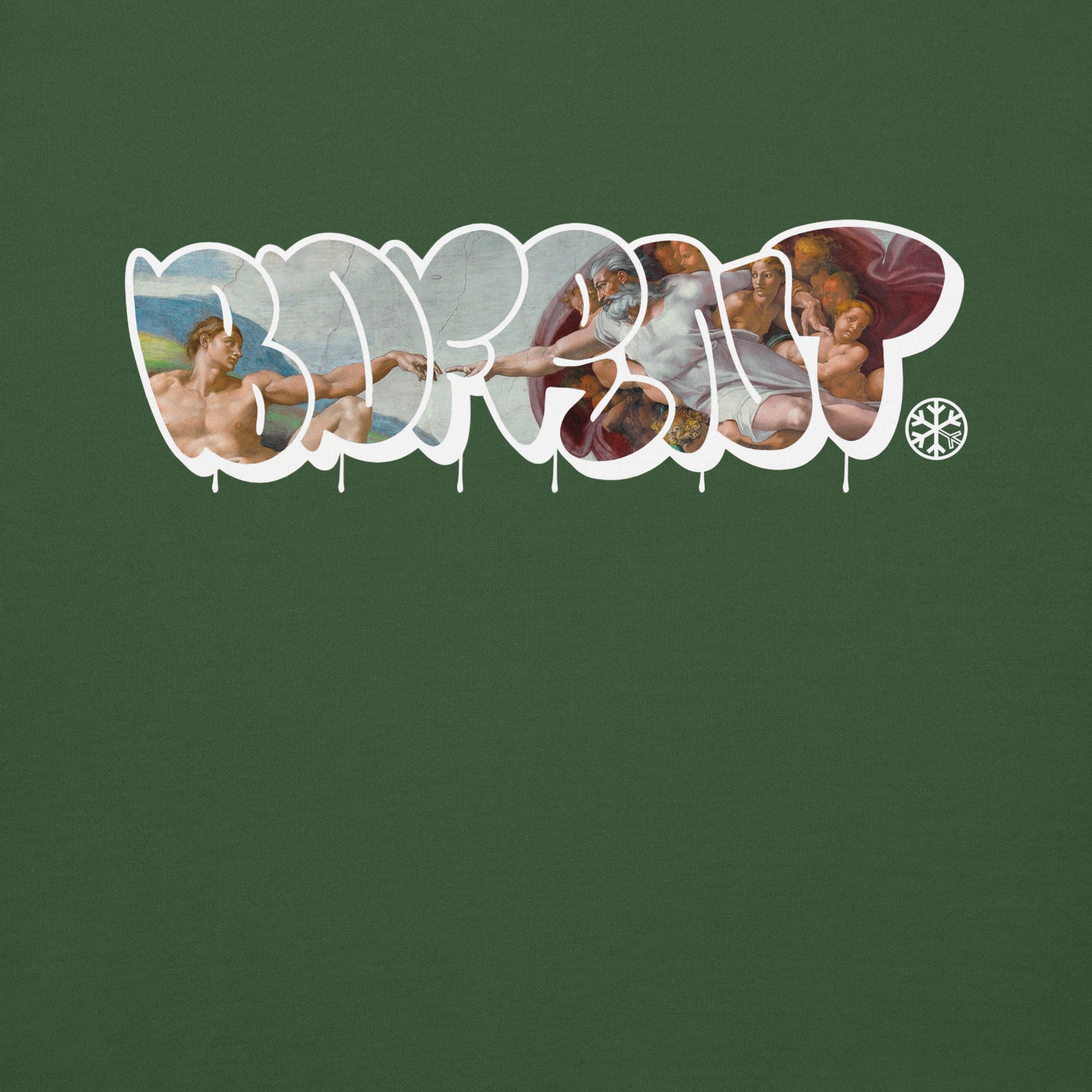 Green-BDFRNT Throwie x Creation of Adam Graffiti Sweatshirt from B.Different Clothing, graphic, graffiti-inspired streetwear