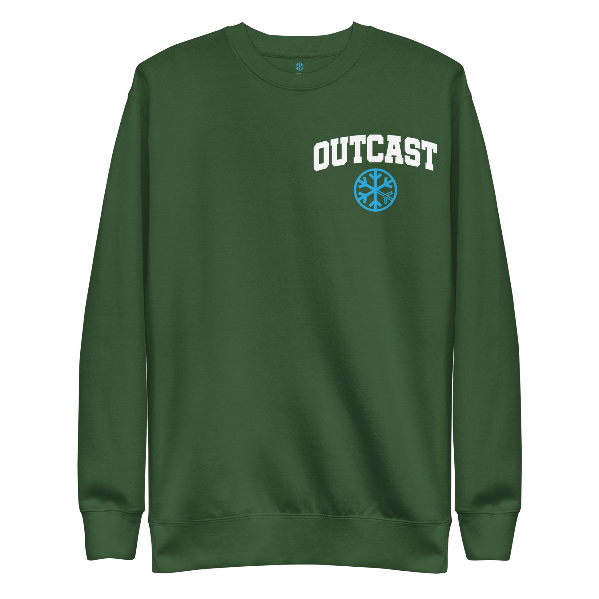 Green-Outcast Graffiti Character Sweatshirt from B.Different Clothing, front view, graffiti-inspired streetwear