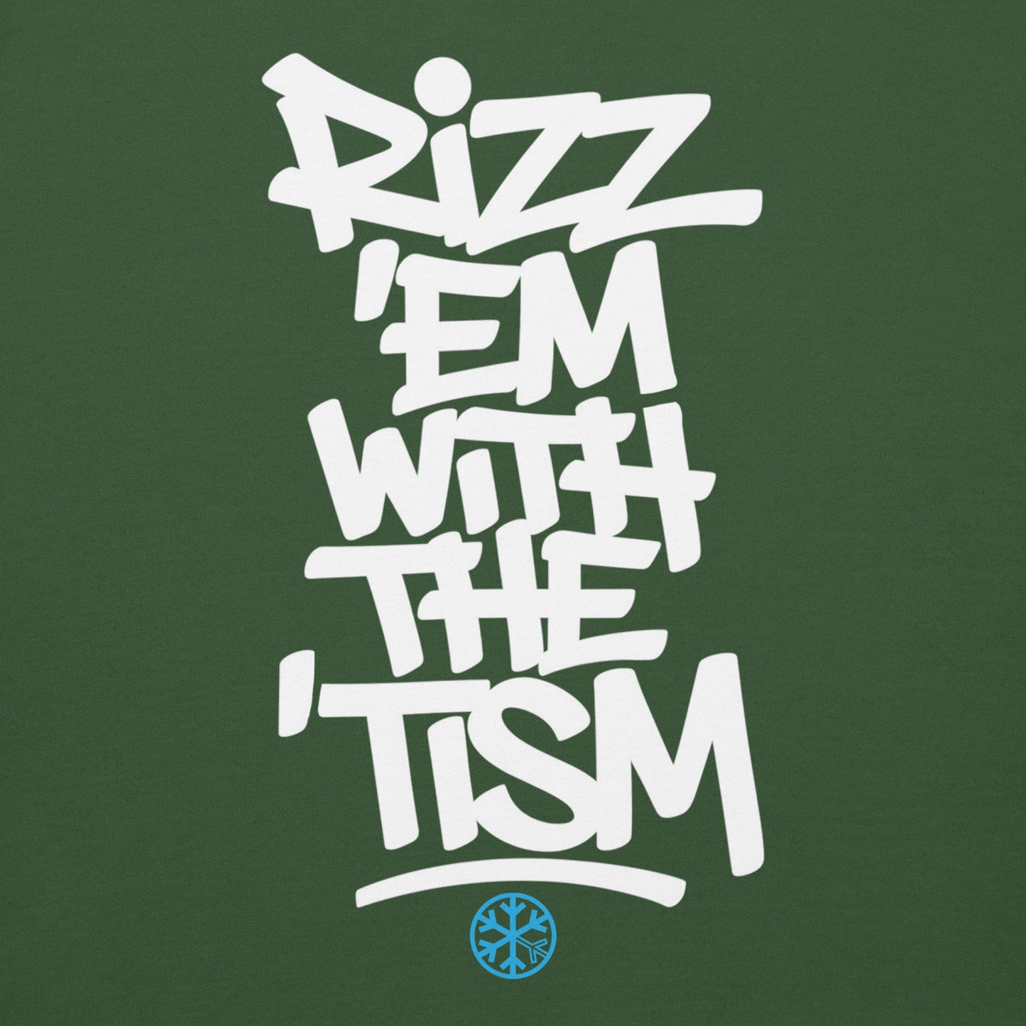 Green-Rizz 'Em With The 'Tism Graffiti Sweatshirt from B.Different Clothing, graphic, graffiti-inspired streetwear