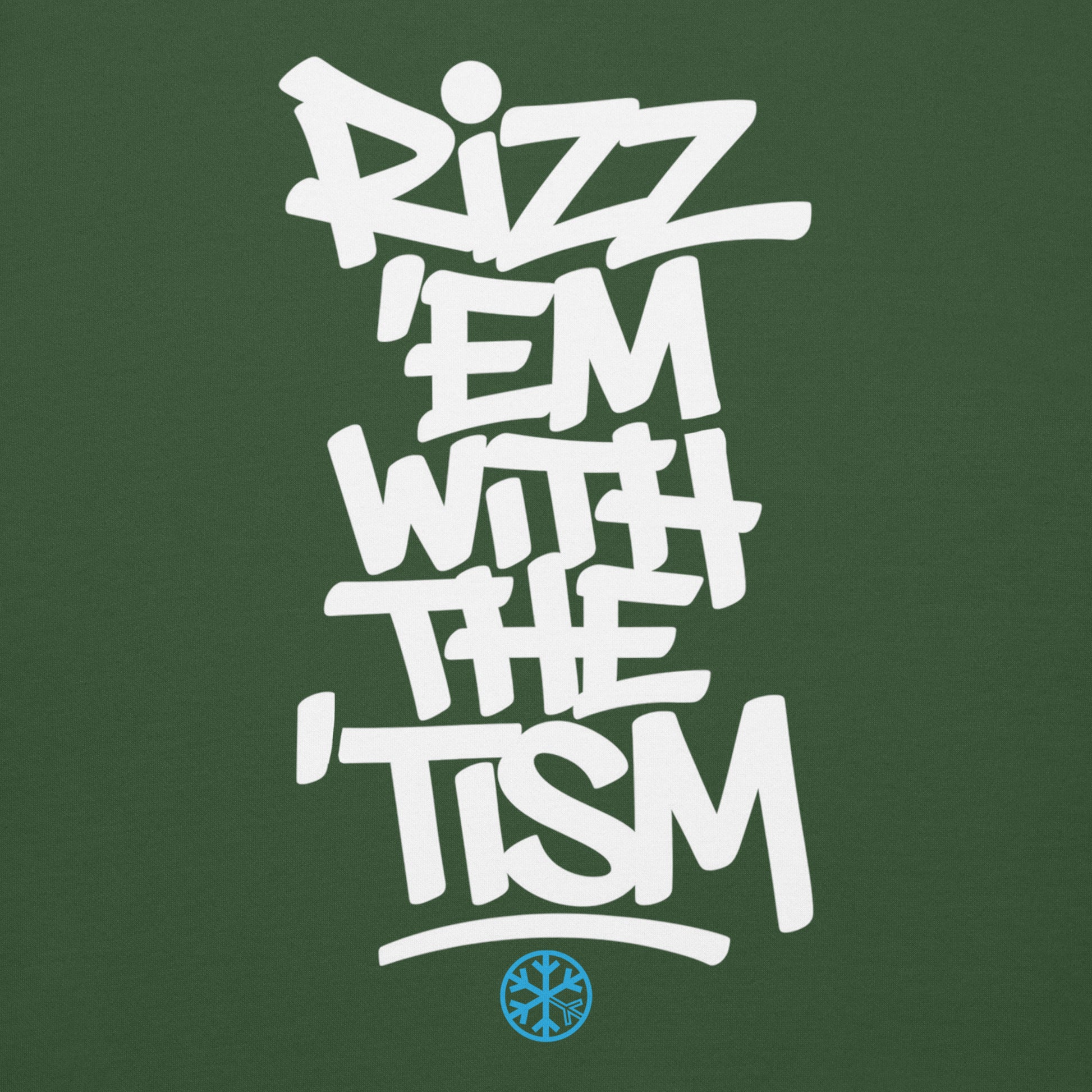 Green-Rizz 'Em With The 'Tism Graffiti Sweatshirt from B.Different Clothing, graphic, graffiti-inspired streetwear