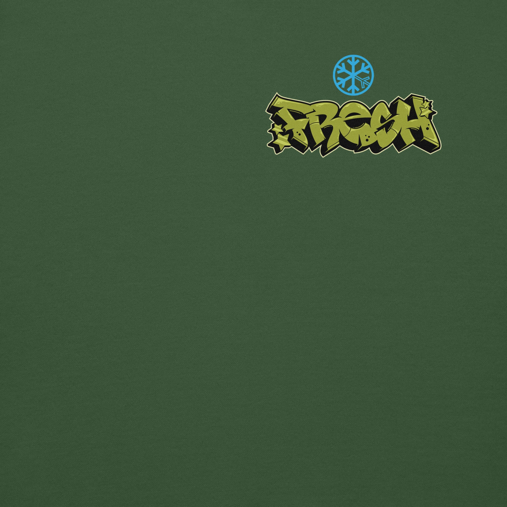 Green-Fresh Graffiti Character Sweatshirt from B.Different Clothing, front graphic, graffiti-inspired streetwear