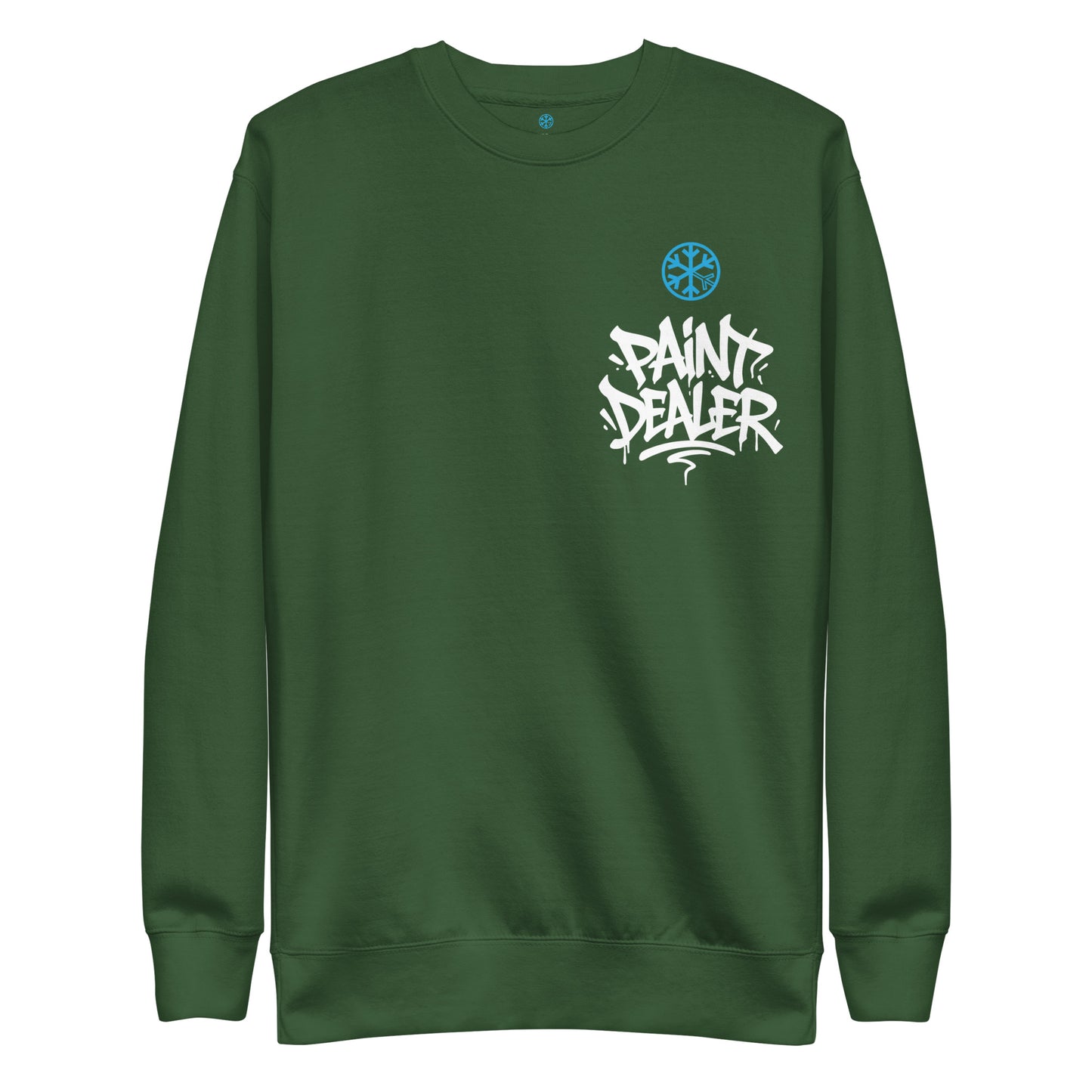 Green-Paint Dealer Graffiti Character Sweatshirt from B.Different Clothing, front view, graffiti-inspired streetwear