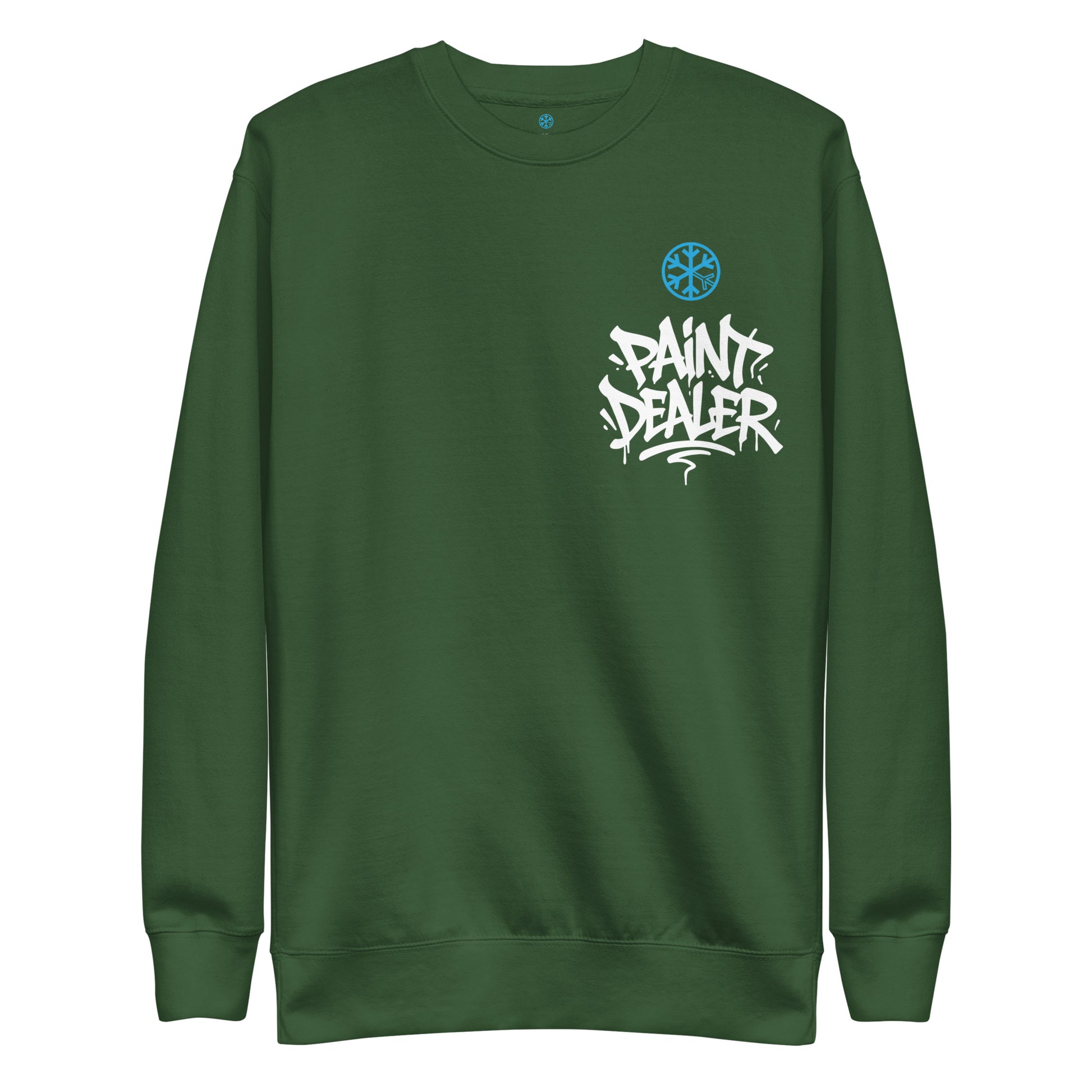 Green-Paint Dealer Graffiti Character Sweatshirt from B.Different Clothing, front view, graffiti-inspired streetwear