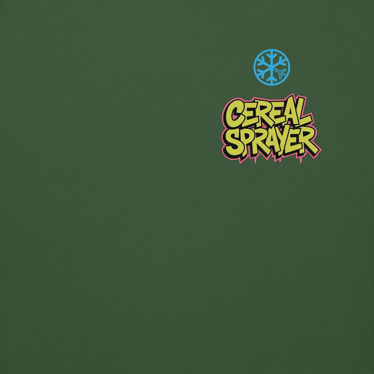 Green-Cereal Sprayer Graffiti Sweatshirt from B.Different Clothing, front graphic, graffiti-inspired streetwear