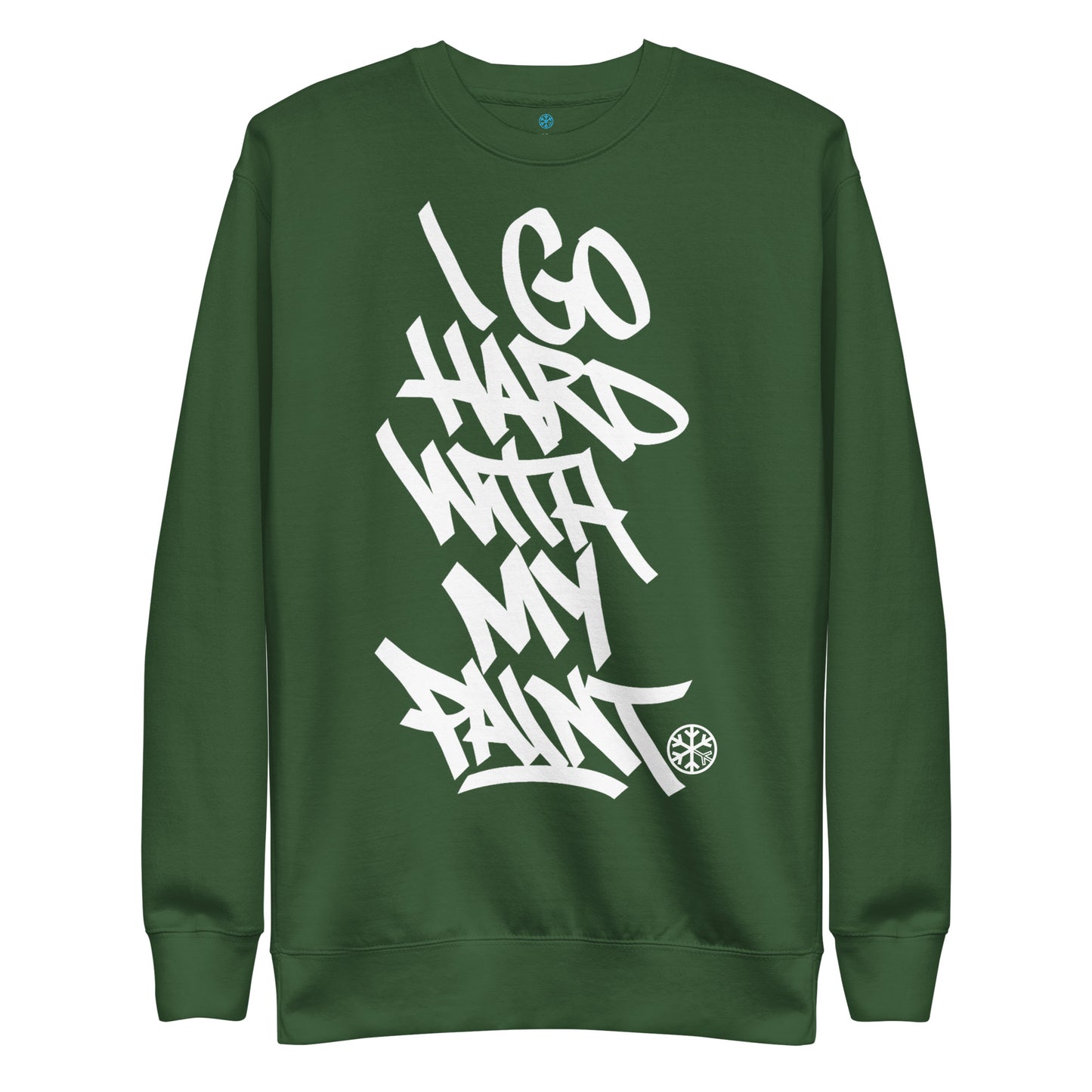 Green-I Go Hard With My Paint Graffiti Sweatshirt from B.Different Clothing, front view, graffiti-inspired streetwear
