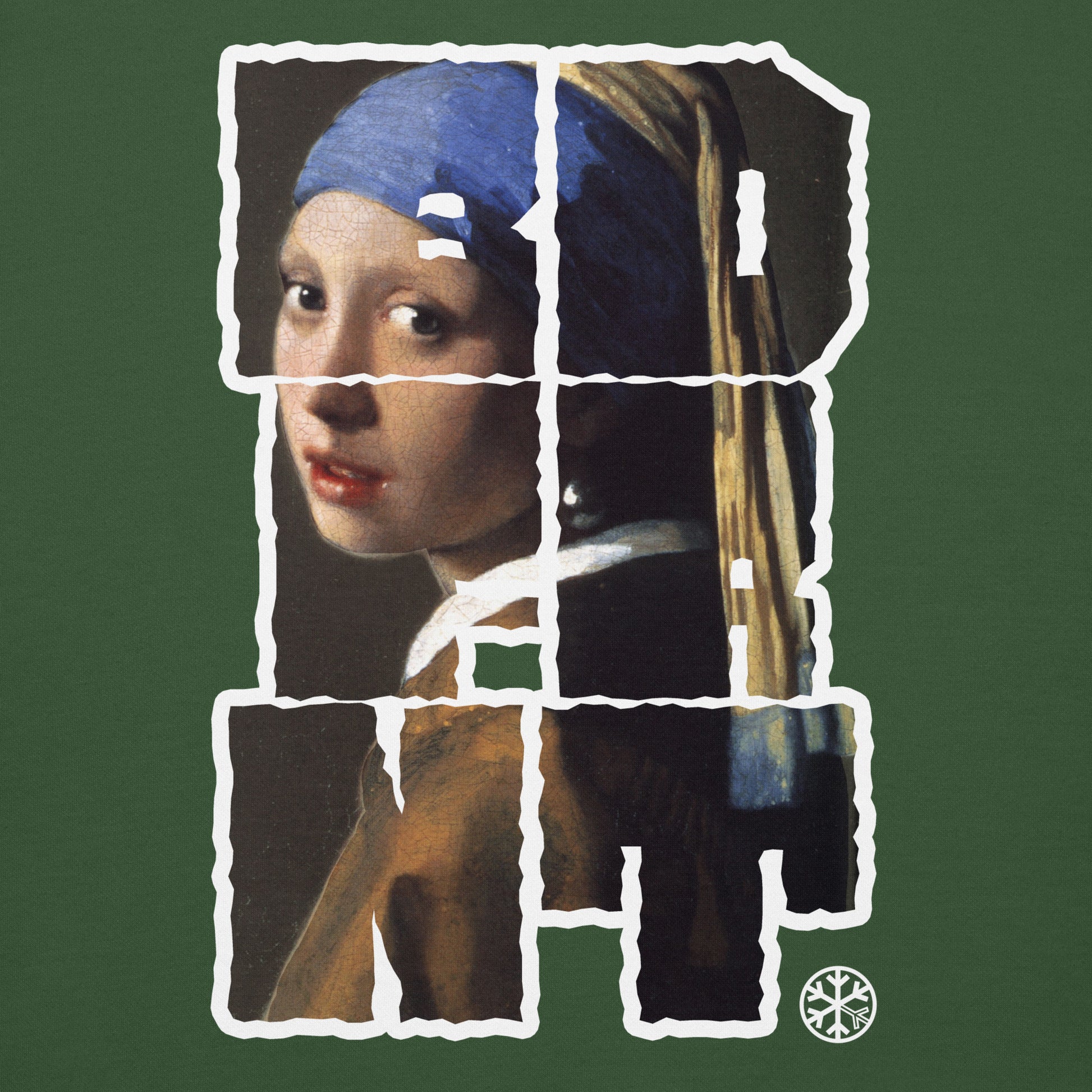 Green-BDFRNT Throwie x Girl With Pearl Earring Graffiti Sweatshirt from B.Different Clothing, graphic, graffiti-inspired streetwear