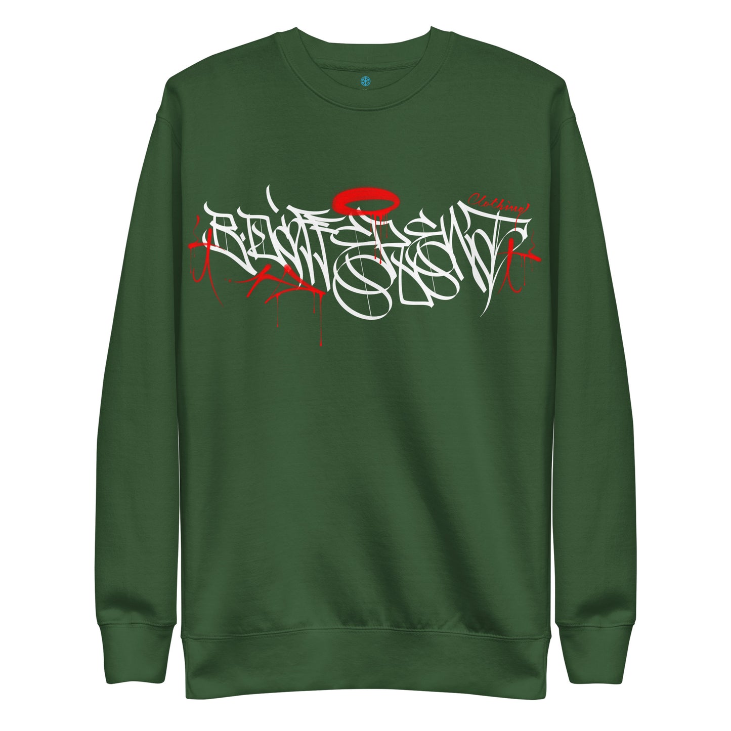 Green-Caos One Collab Graffiti Sweatshirt from B.Different Clothing, front view, graffiti-inspired streetwear