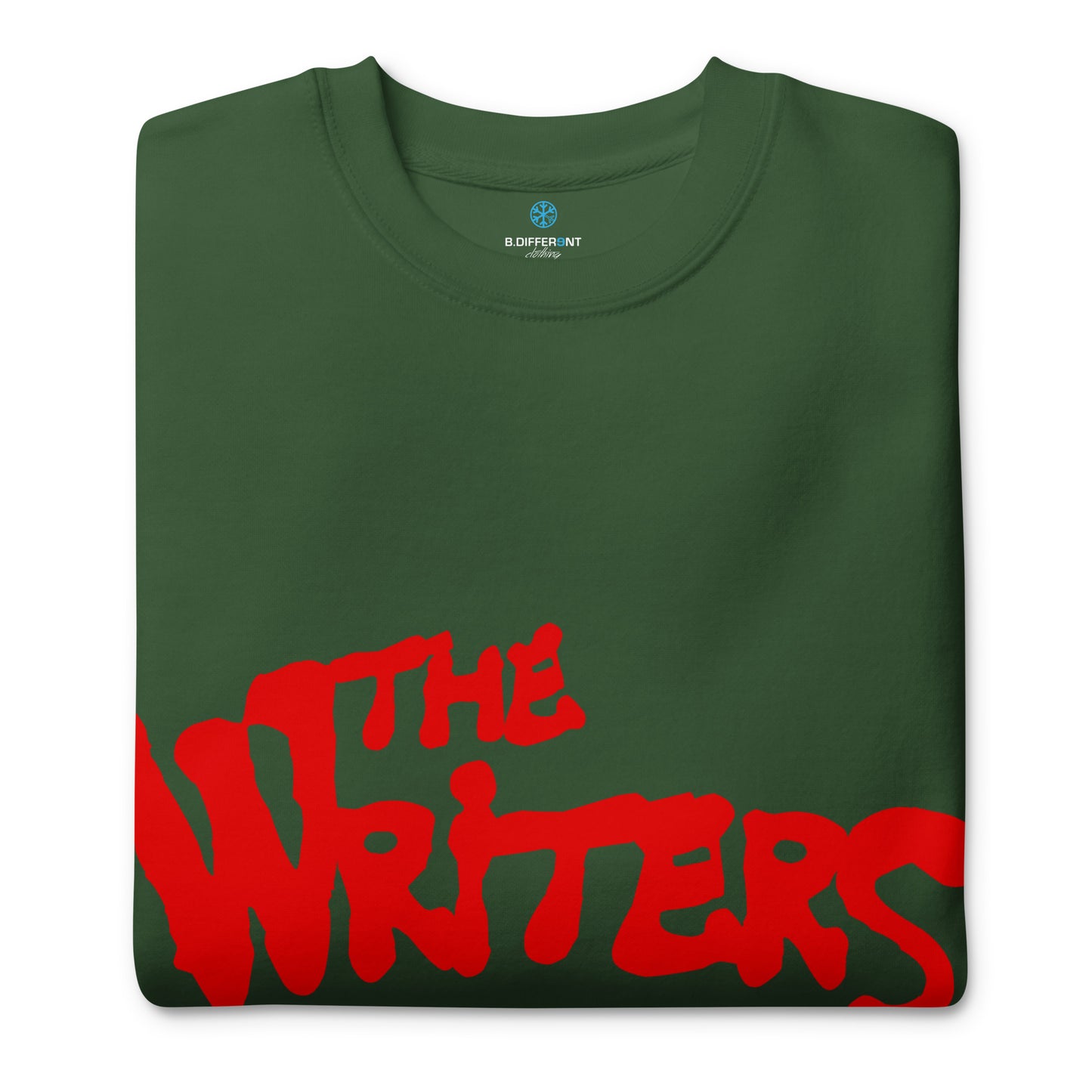 Green-The Writers Graffiti Lettering Sweatshirt from B.Different Clothing, folded, graffiti-inspired streetwear