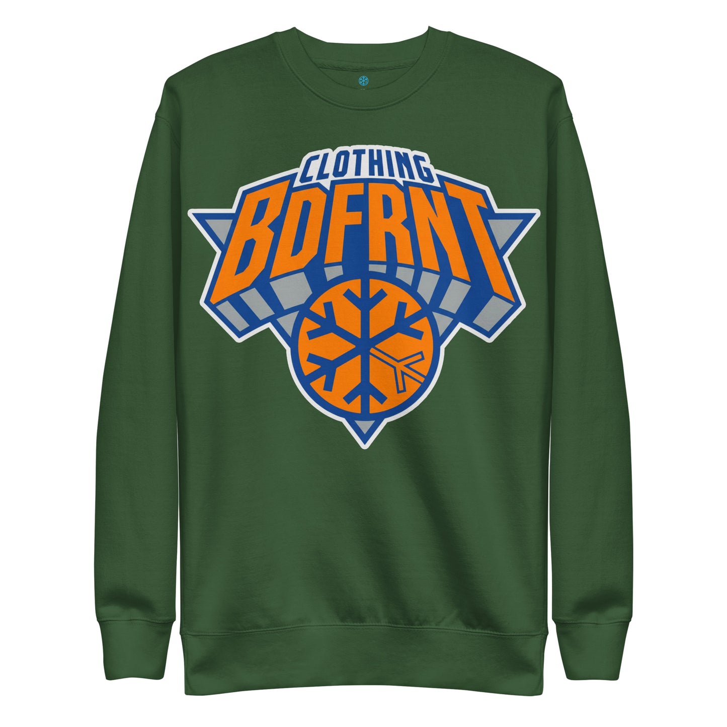 Green-BDFRNT Logo 2011 Sweatshirt from B.Different Clothing, front view, graffiti-inspired streetwear