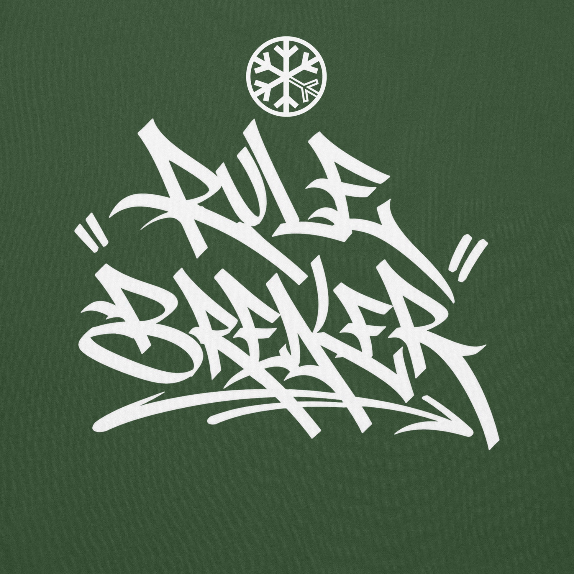 Forest Green-Rule Breaker Graffiti Tag Sweatshirt from B.Different Clothing, front graphic, graffiti-inspired streetwear
