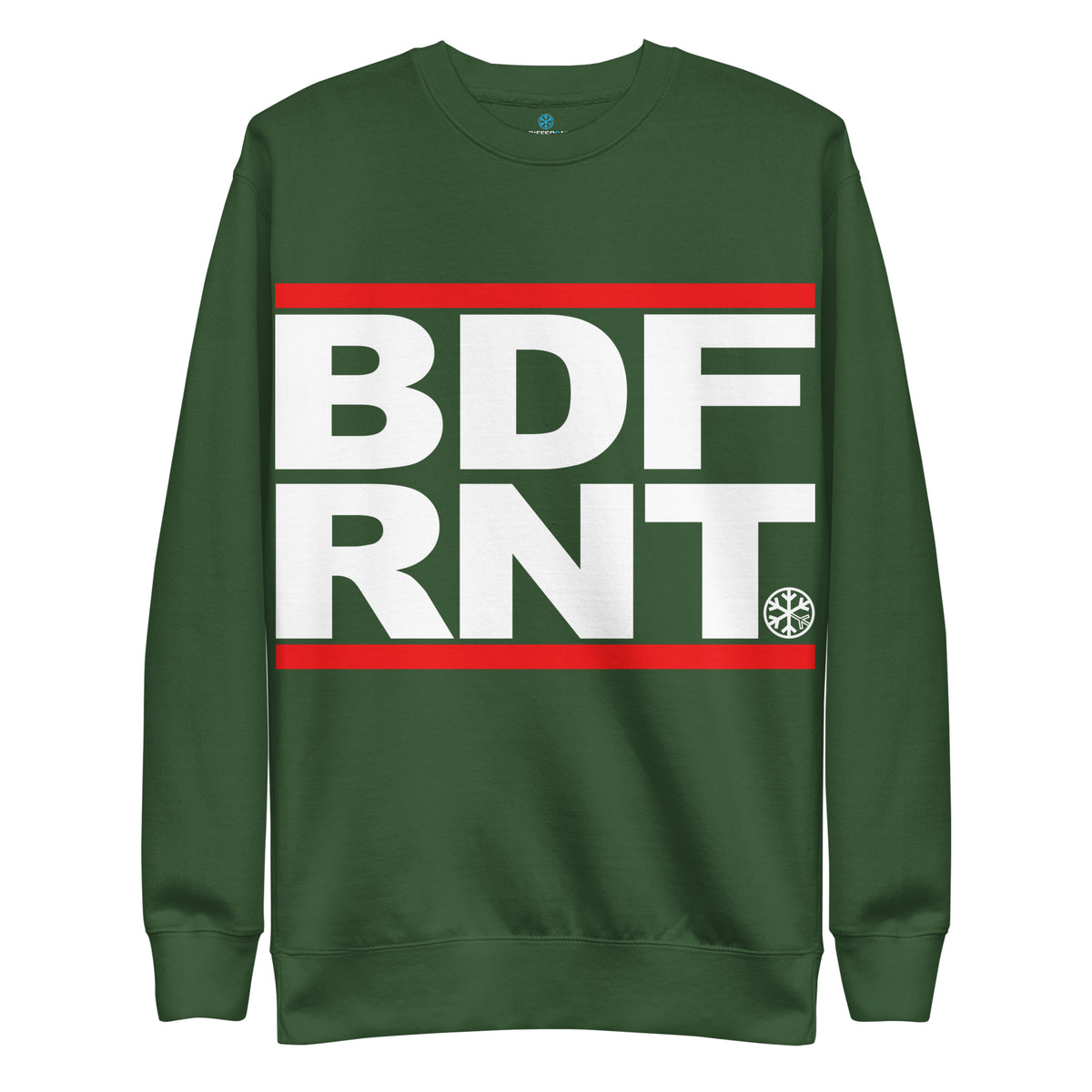 Forest Green-BDFRNT OG Logo Sweatshirt from B.Different Clothing, front view, graffiti-inspired streetwear