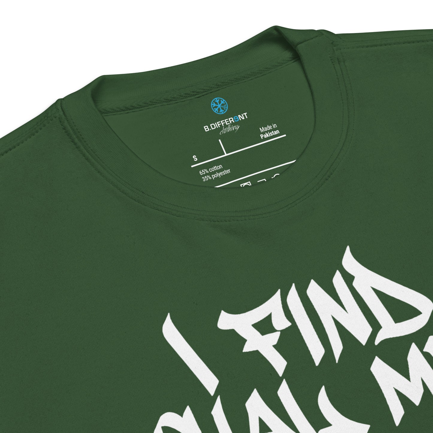 Green-Social Media Graffiti Tag Sweatshirt from B.Different Clothing, collar, graffiti-inspired streetwear