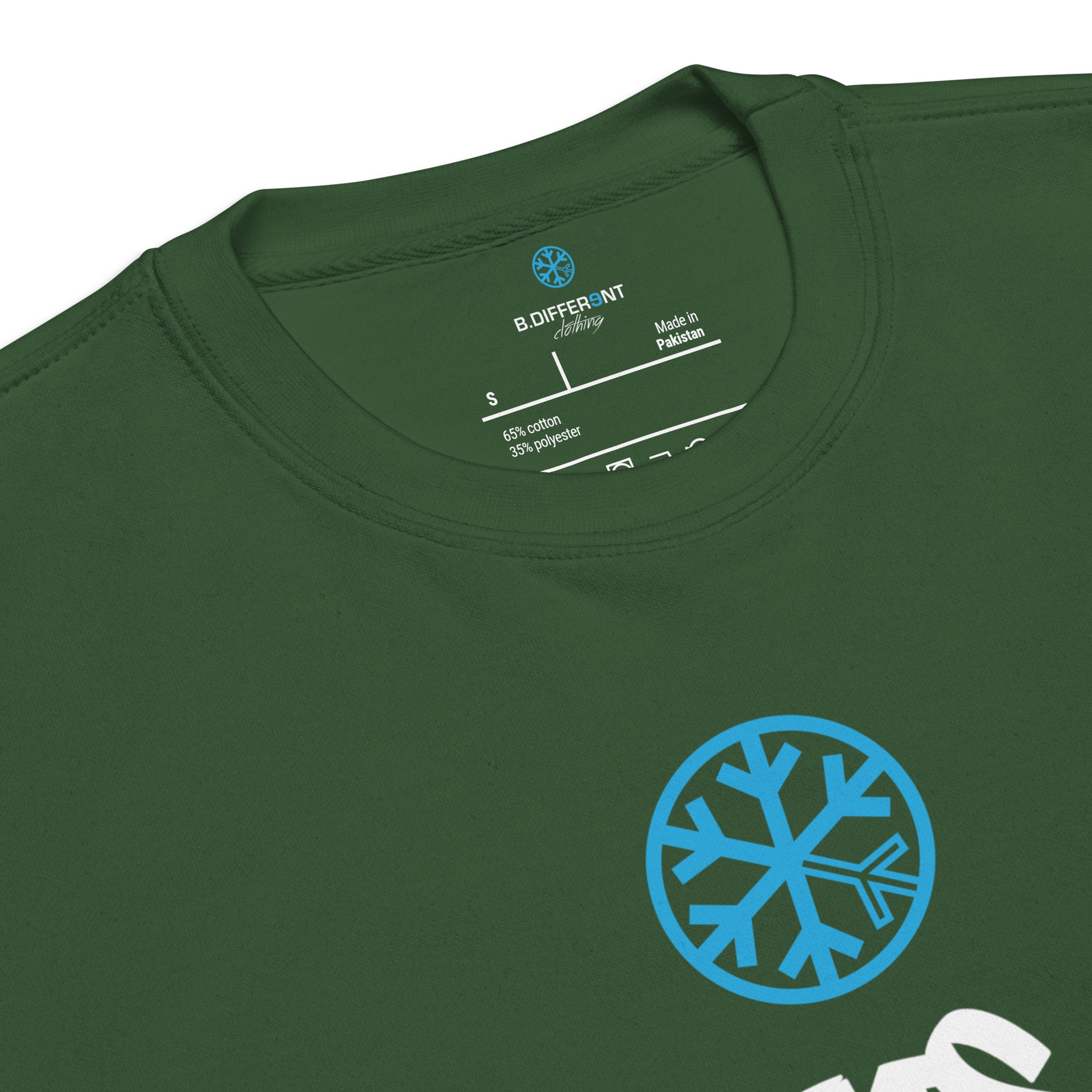 Green-Groupthink Graffiti Sweatshirt from B.Different Clothing, collar, graffiti-inspired streetwear